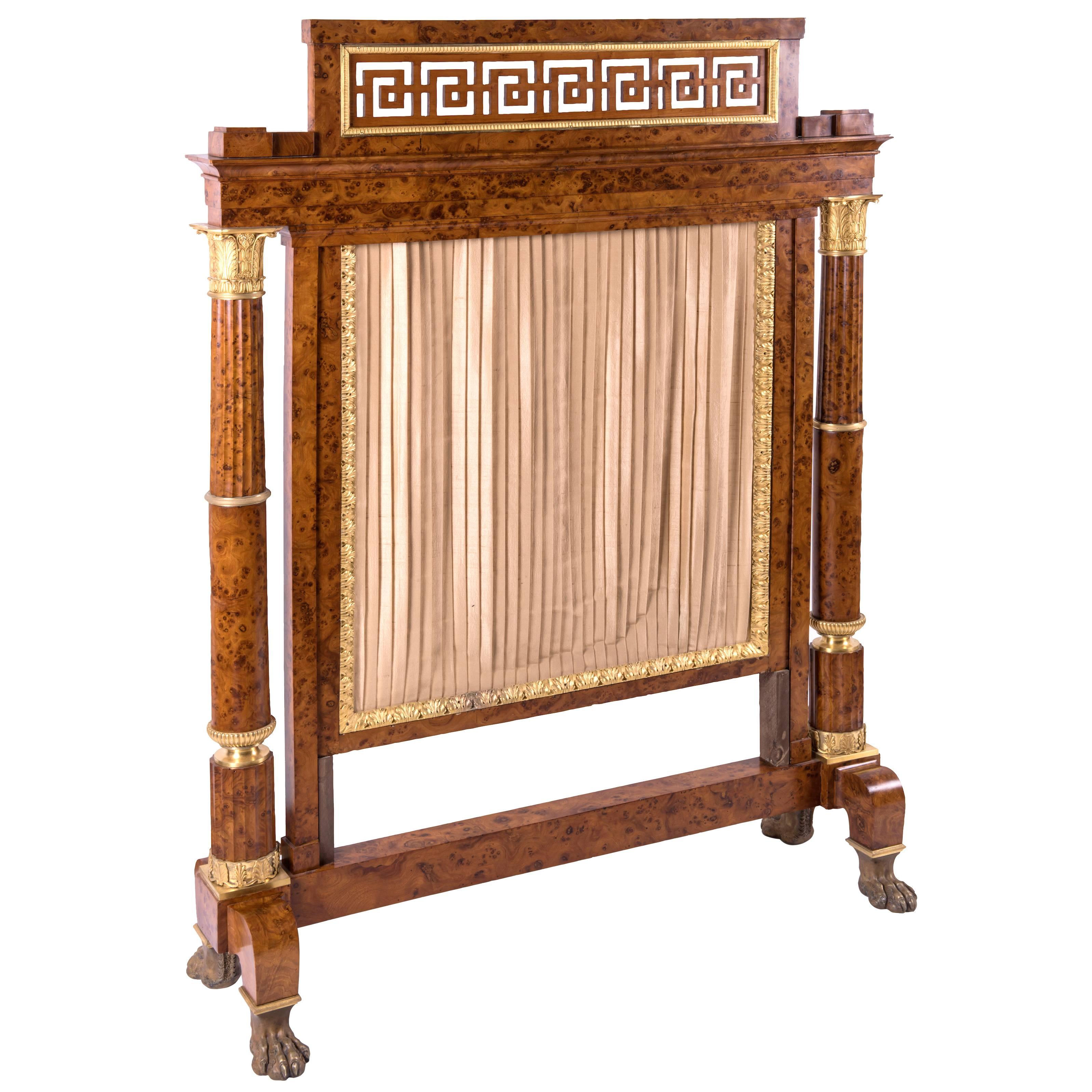French Empire Burl Thuya Wood Fireplace Screen With Gilt Bronze French Empire Burl Thuya Wood Fireplace Screen With Gilt Bronze Mounts 1810 At 1stdibs