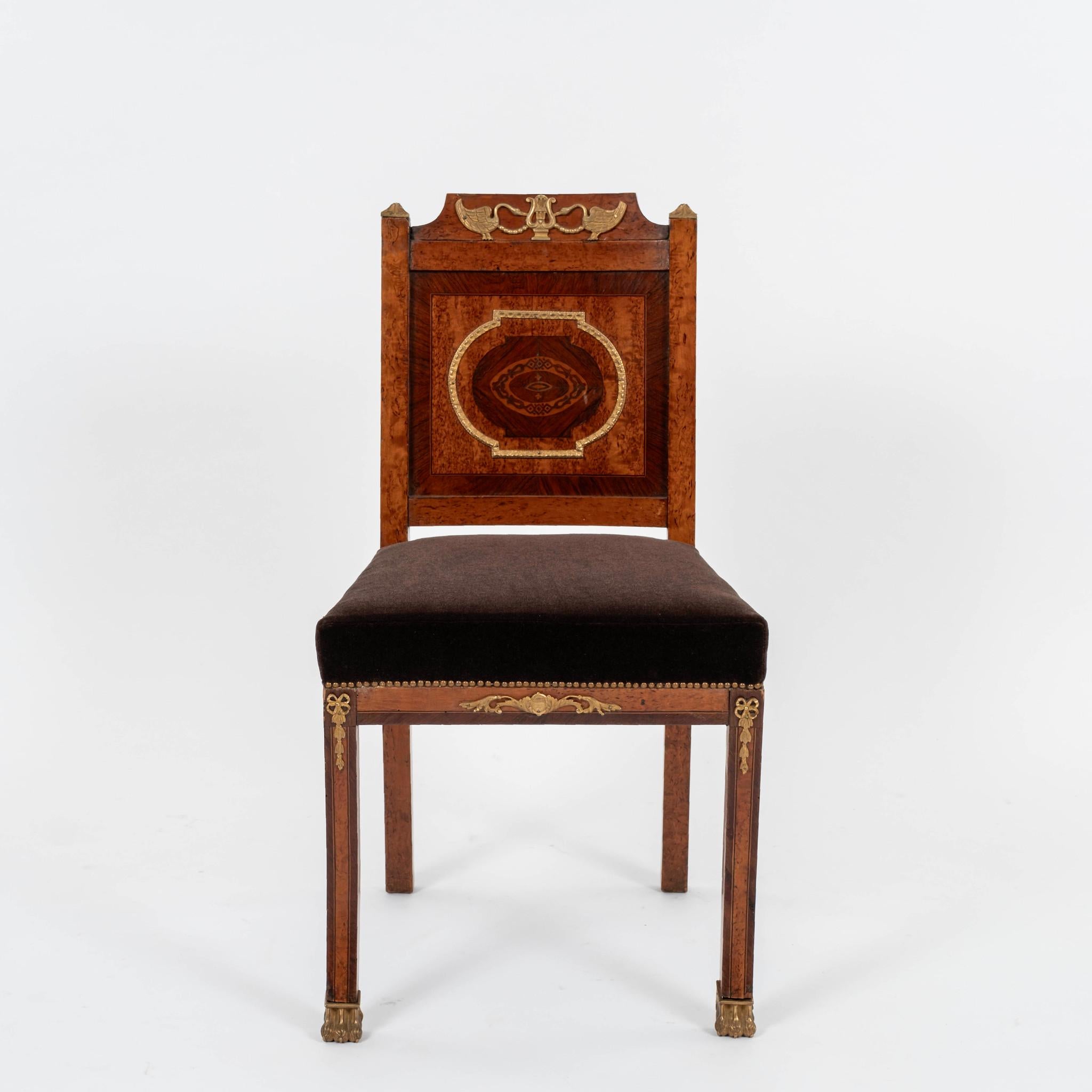 French Empire Burlwood Chair In Good Condition For Sale In Houston, TX
