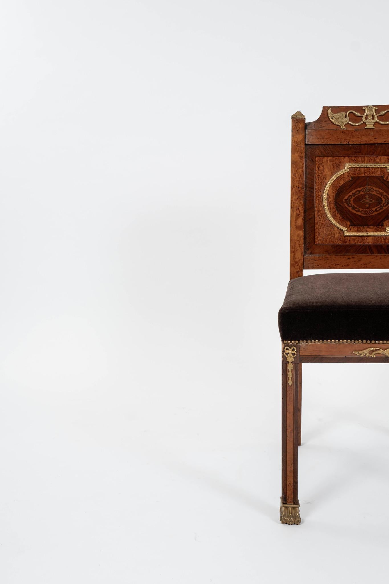 19th Century French Empire Burlwood Chair For Sale
