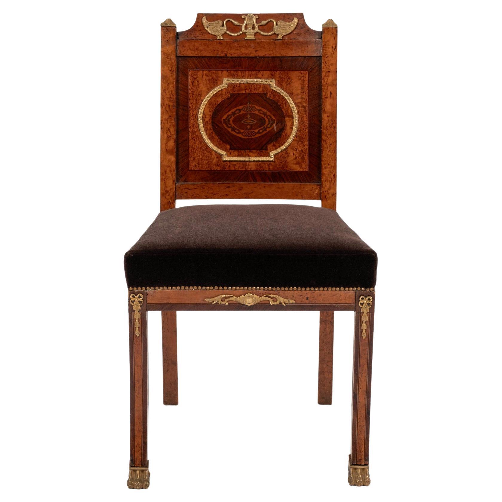 French Empire Burlwood Chair For Sale