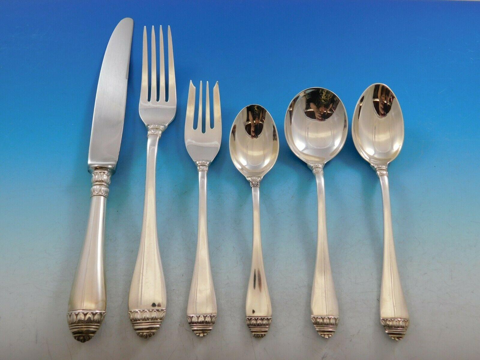 French Empire by Buccellati Sterling Silver Flatware Set 12 Service 74pc Dinner In Excellent Condition In Big Bend, WI