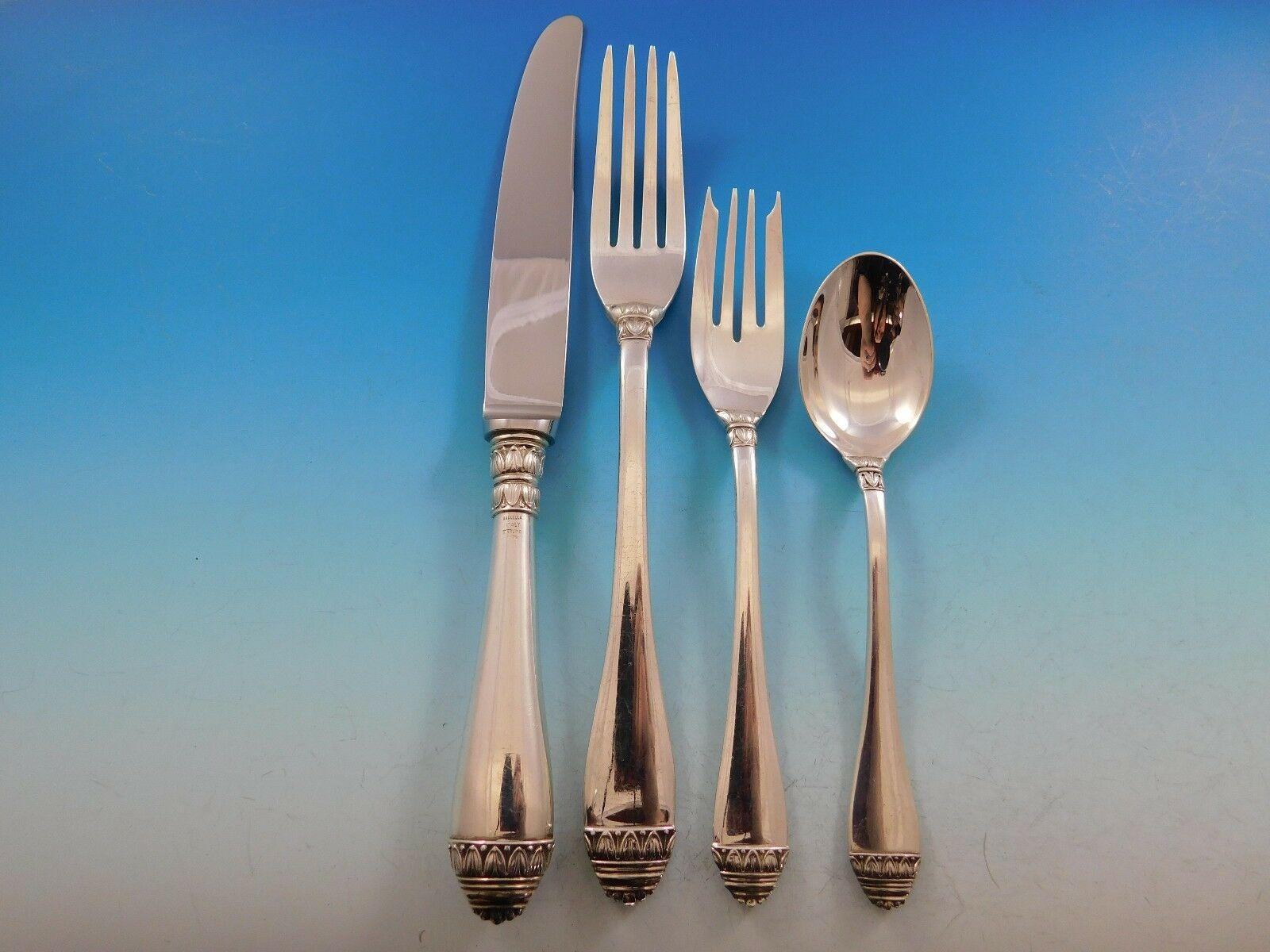 French Empire by Buccellati Sterling Silver Flatware Set for 8 Service Dinner In Excellent Condition In Big Bend, WI
