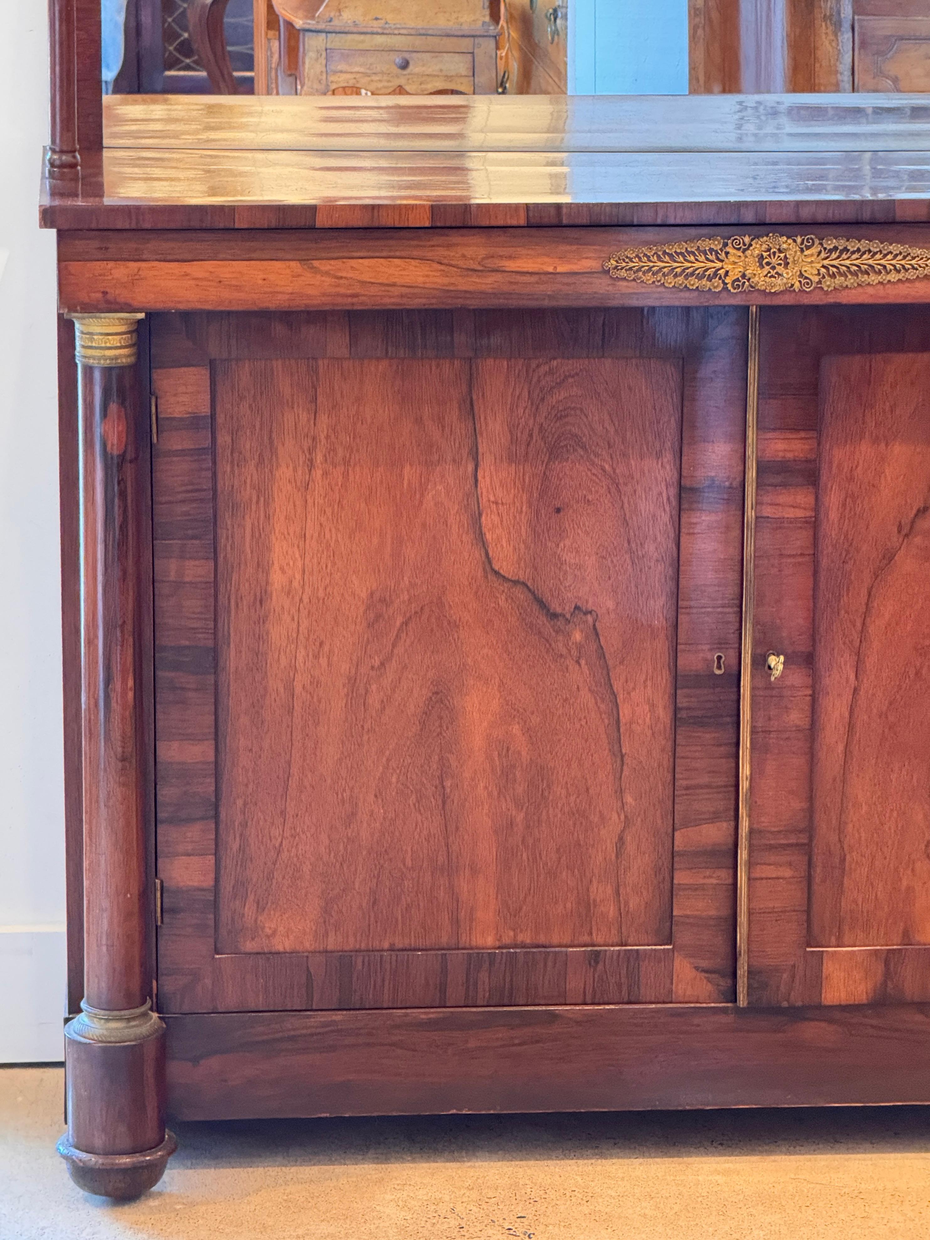 Brass French Empire Cabinet With Mirrored Top For Sale