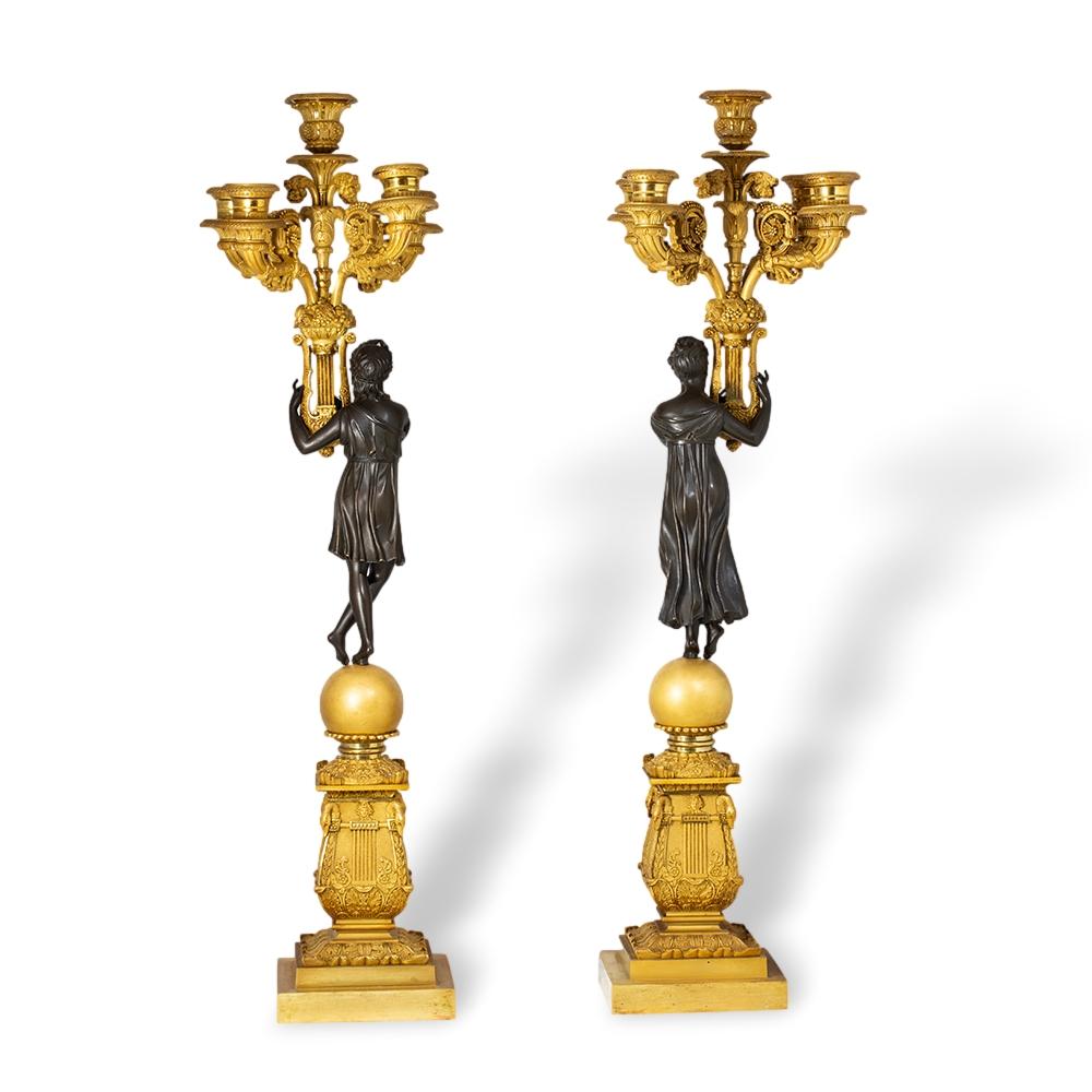 Cast French Empire Candelabra Apollo & Daphne Manner of Pierre-Philippe Thomire For Sale