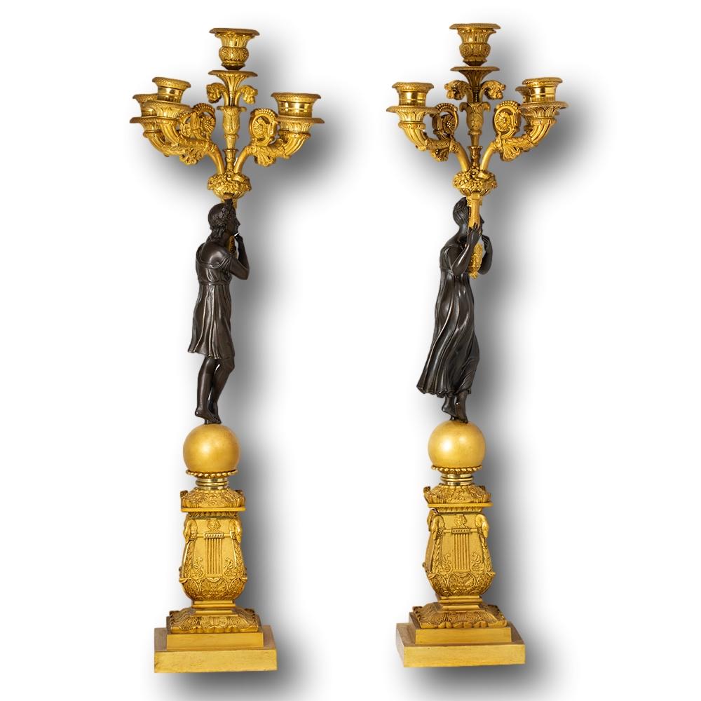 Cast French Empire Candelabra Apollo & Daphne Manner of Pierre-Philippe Thomire