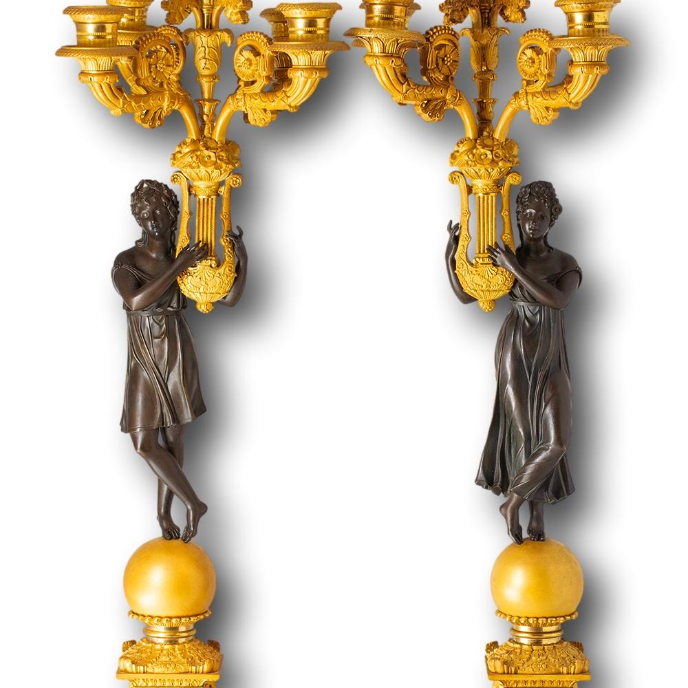 Französische Empire-Kandelaber Apollo & Daphne im Stil von Pierre-Philippe Thomire, Französisches Empire (Bronze) im Angebot