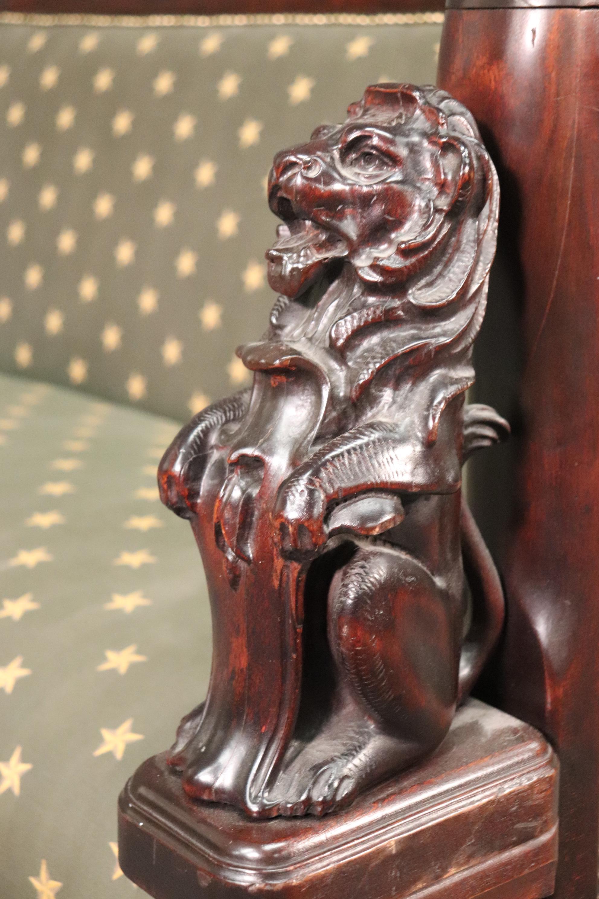 French Empire Carved Mahogany with Full Standing Lions, circa 1880s 1