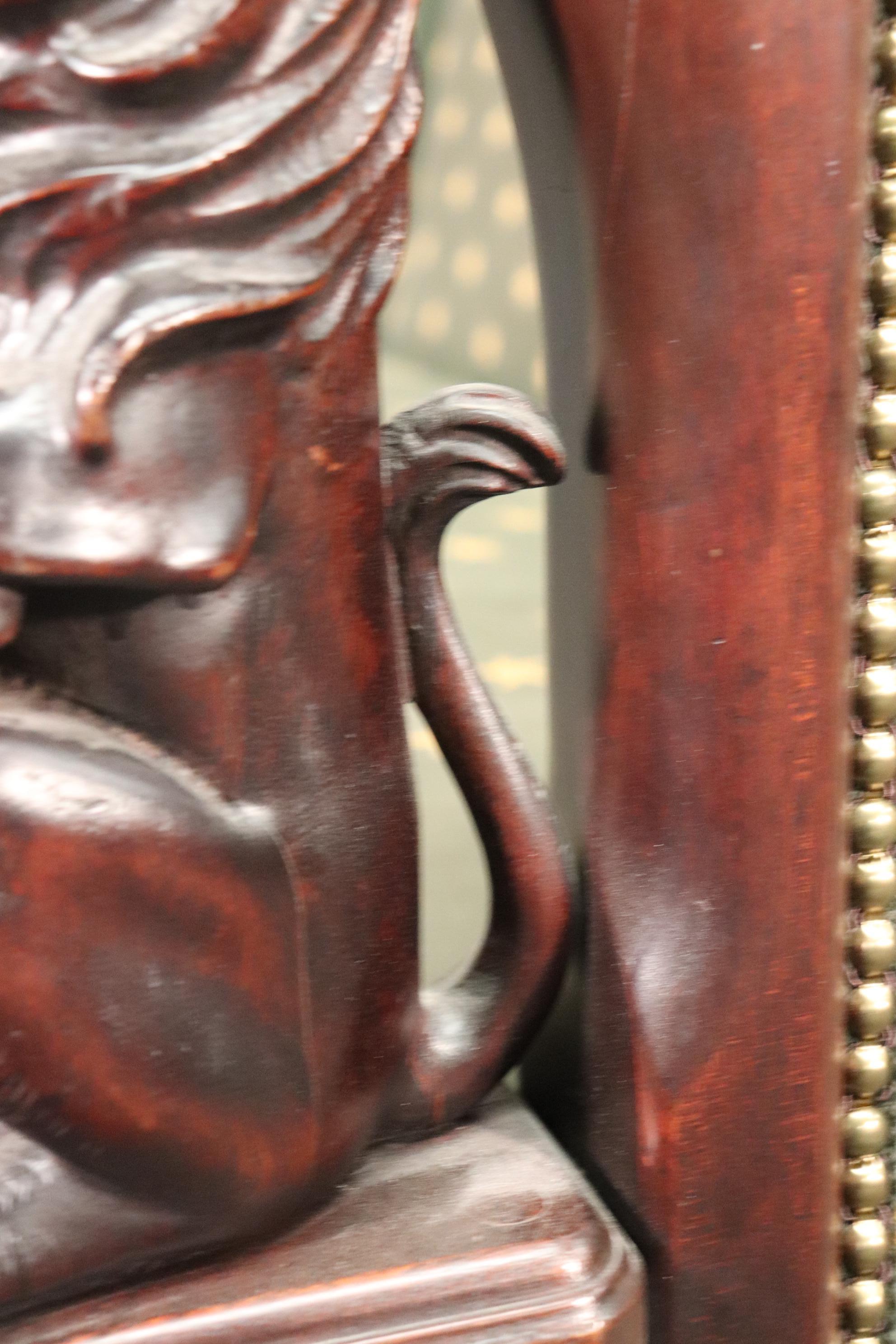 French Empire Carved Mahogany with Full Standing Lions, circa 1880s 3
