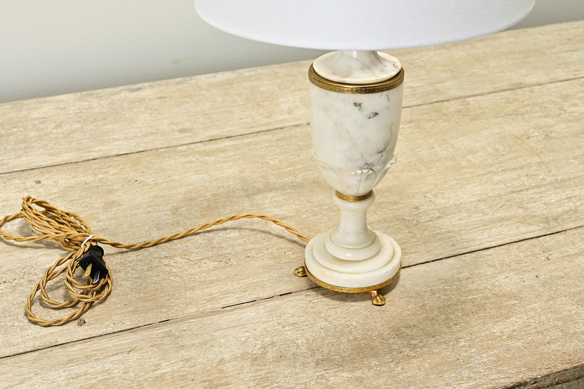 French Empire Carved Marble Table Lamp For Sale 2