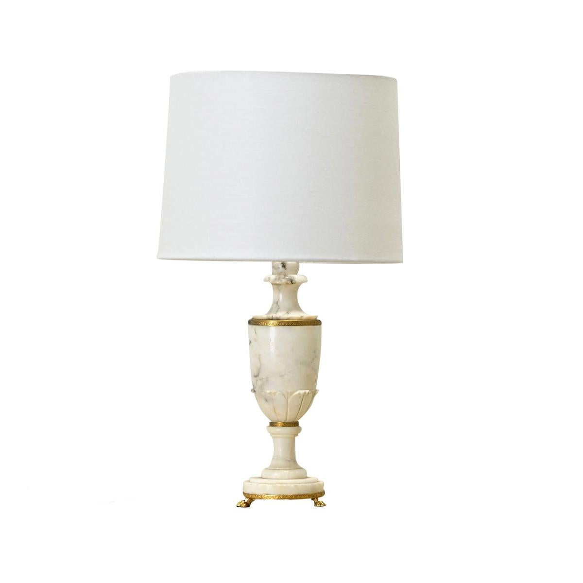 French Empire Carved Marble Table Lamp For Sale