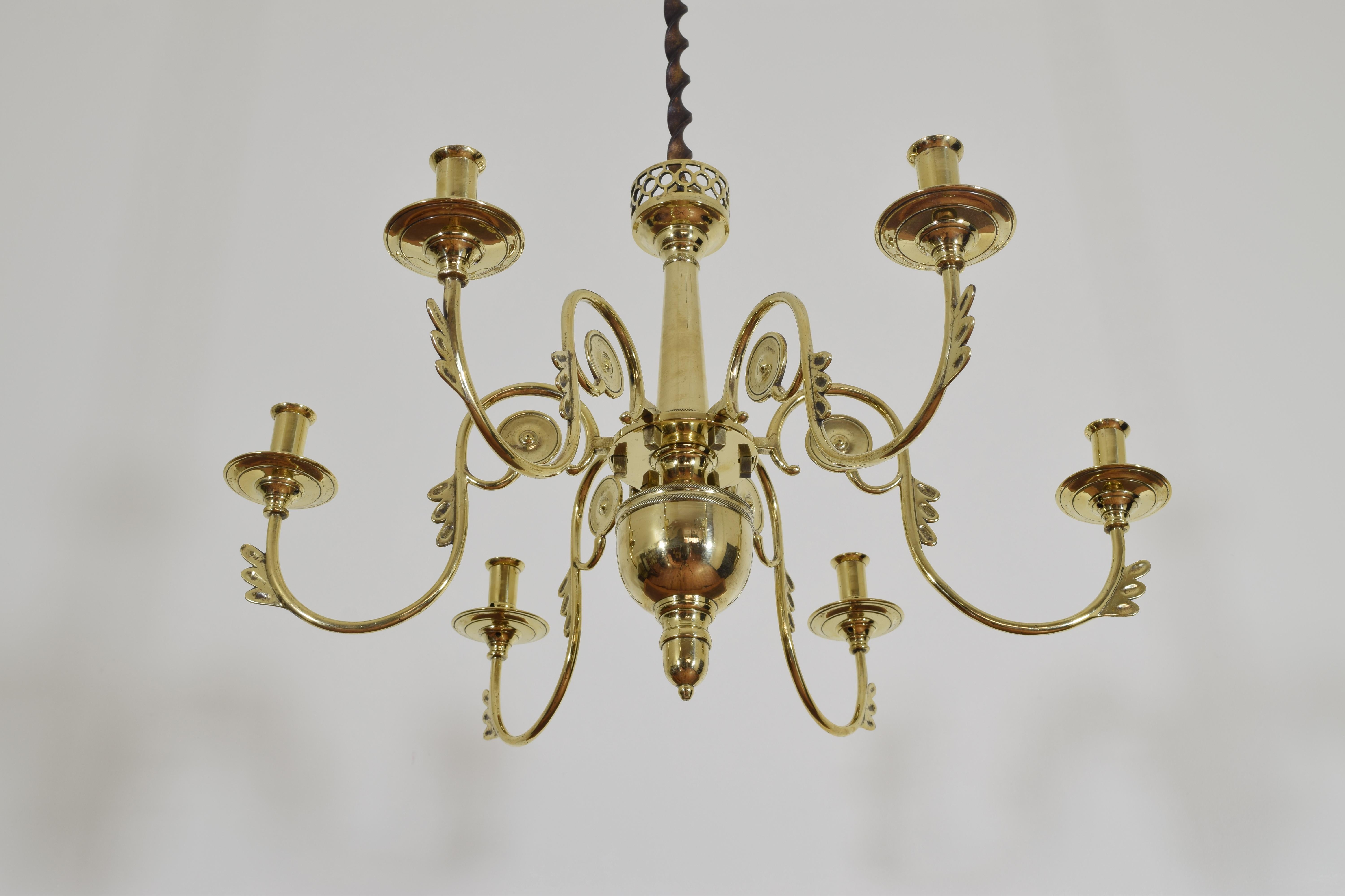 French Empire Cast Brass 6-Light Chandelier from the Early 19th Century 1