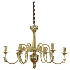 French Empire Cast Brass 6-Light Chandelier from the Early 19th Century