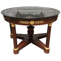 Mesa central francesa de caoba imperio del siglo XIX con monturas de bronce ormolu