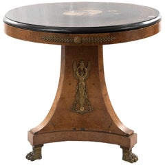 French Empire Centre Table with Ormolu Mounts and Inlaid Black Marble Top