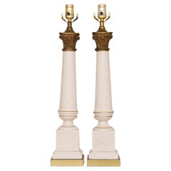 French Empire Ceramic Table Lamps by Tyndale, a Pair