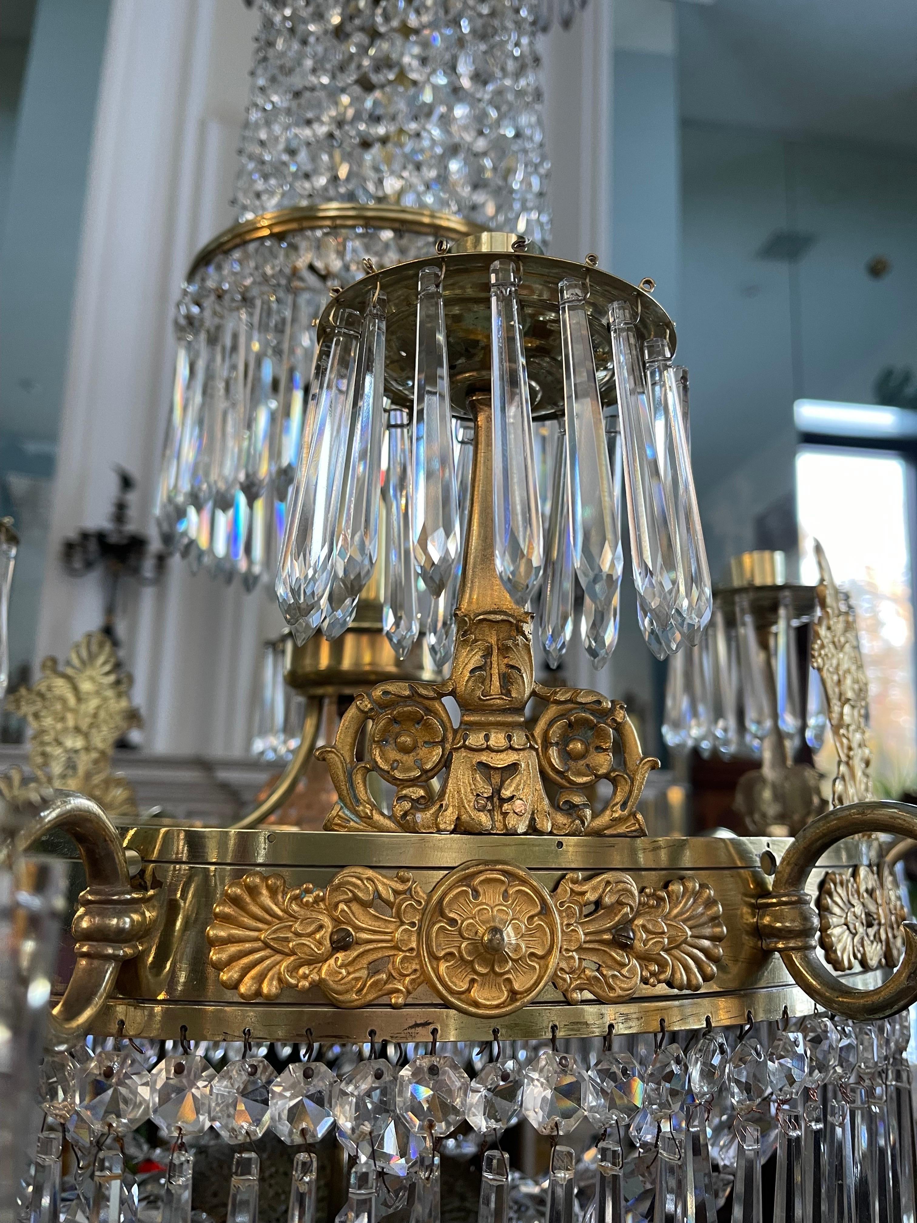 A fine French Empire Chandelier, circa 1820 For Sale 8