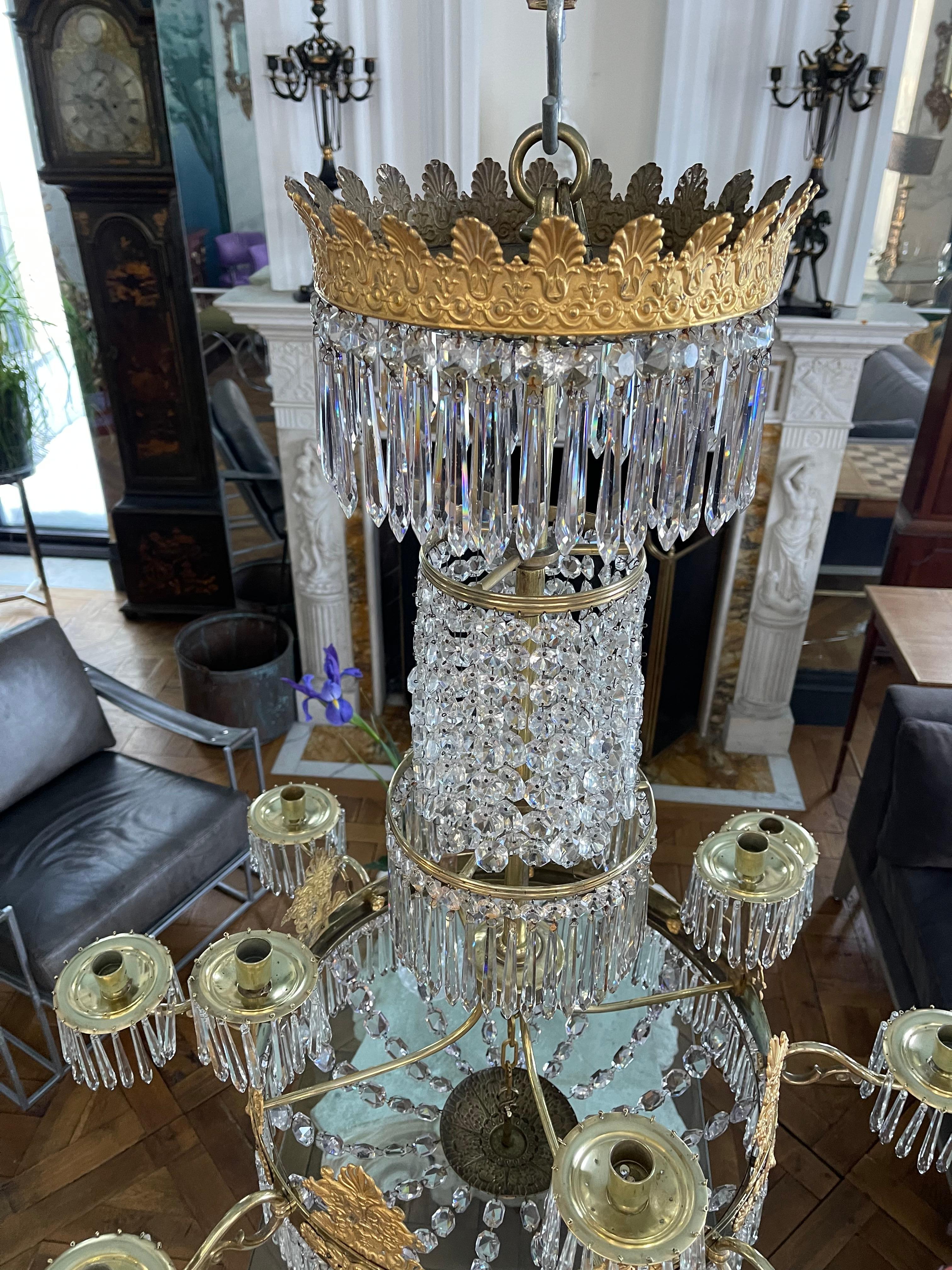 A fine French Empire Chandelier, circa 1820 For Sale 9