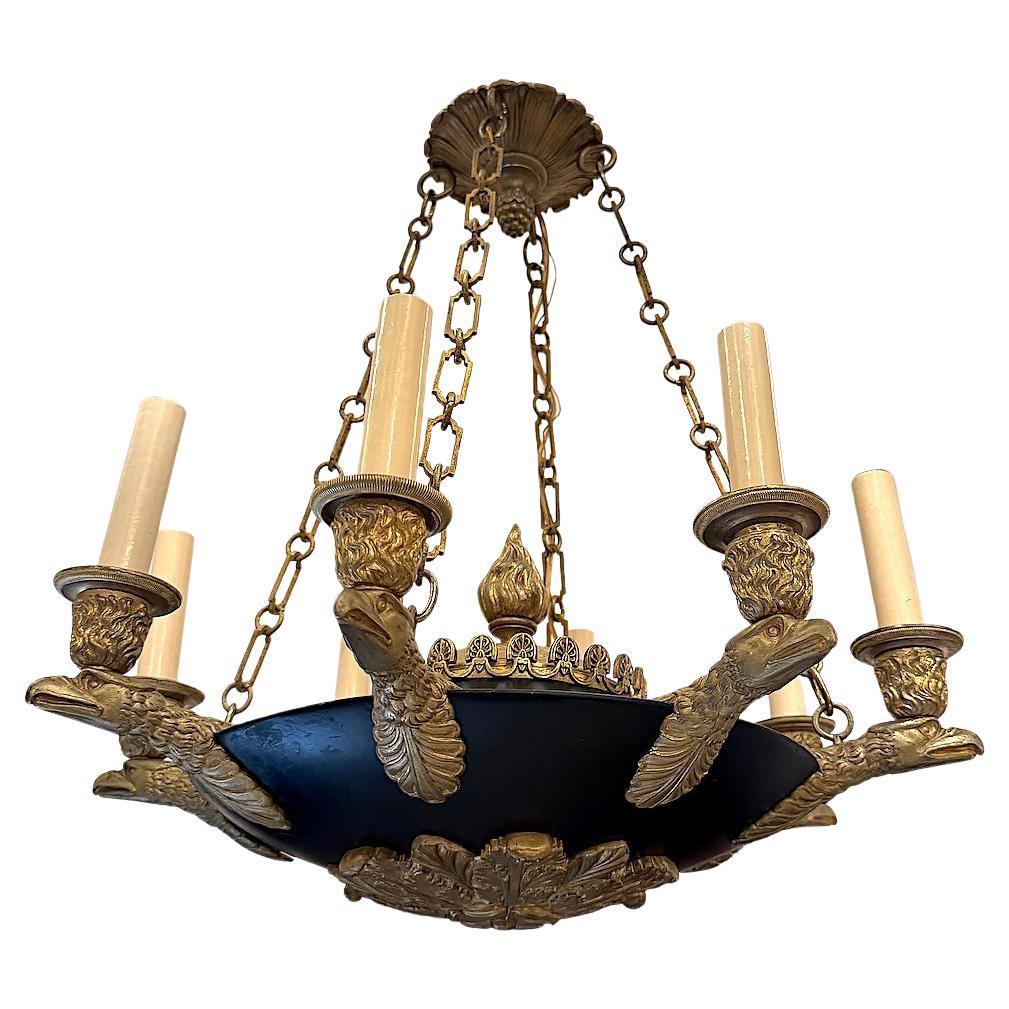 Lampadario Impero francese con aquile in vendita