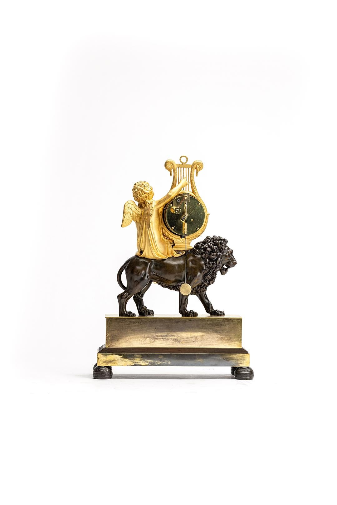 Gilt French Empire/CharlesX pendulum mantel clock  For Sale