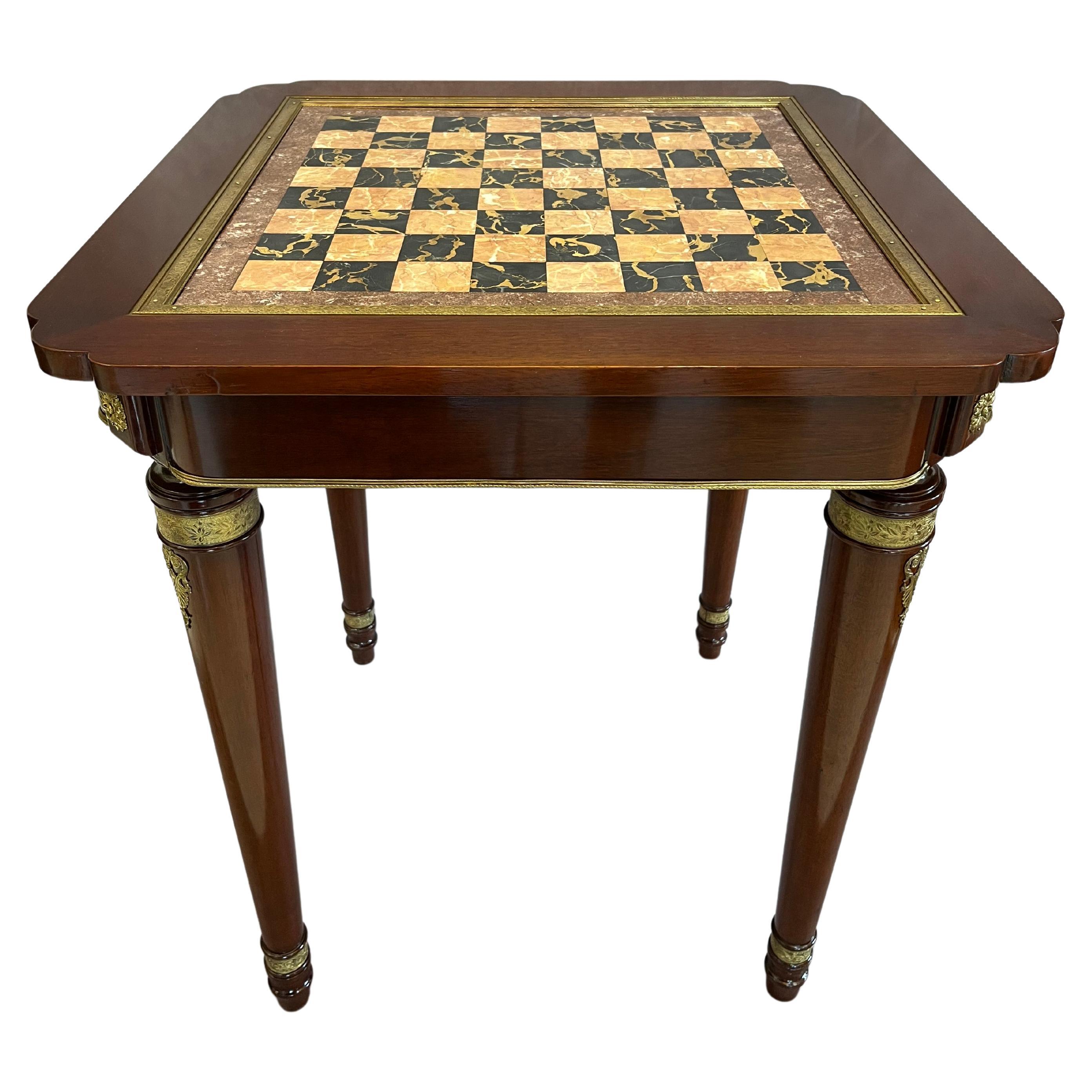 Marble Top Specimen Chess Table at 1stDibs