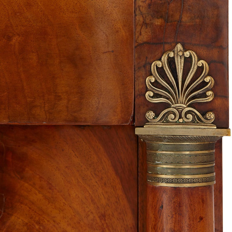 Walnut French Empire Chest of Drawers with Gilt Bronze Mounts For Sale