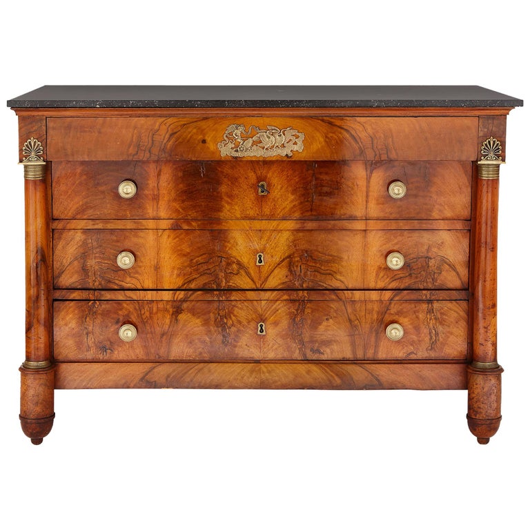 French Empire Chest of Drawers with Gilt Bronze Mounts For Sale