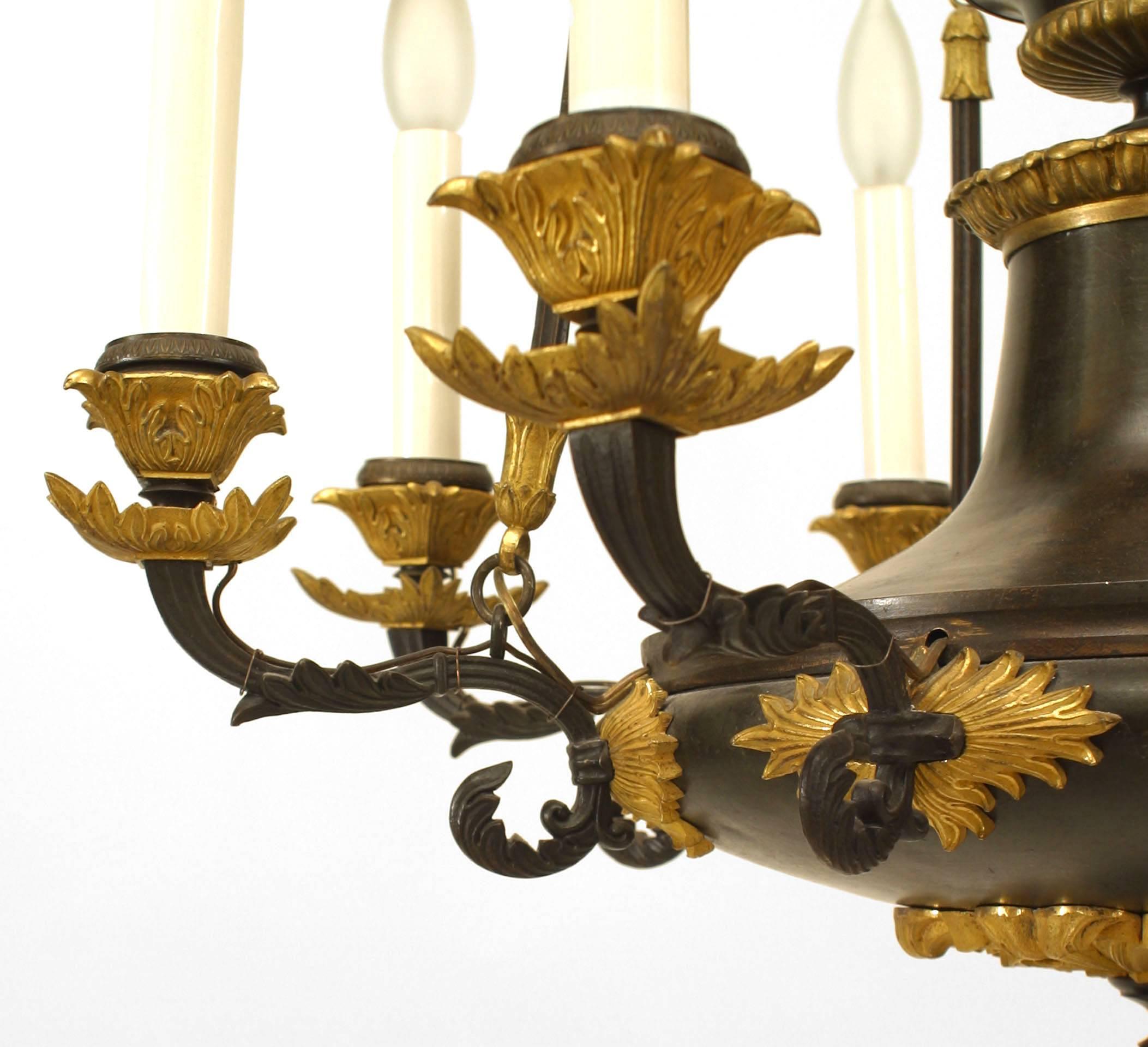 French Empire Gilt Bronze Chandelier In Good Condition For Sale In New York, NY