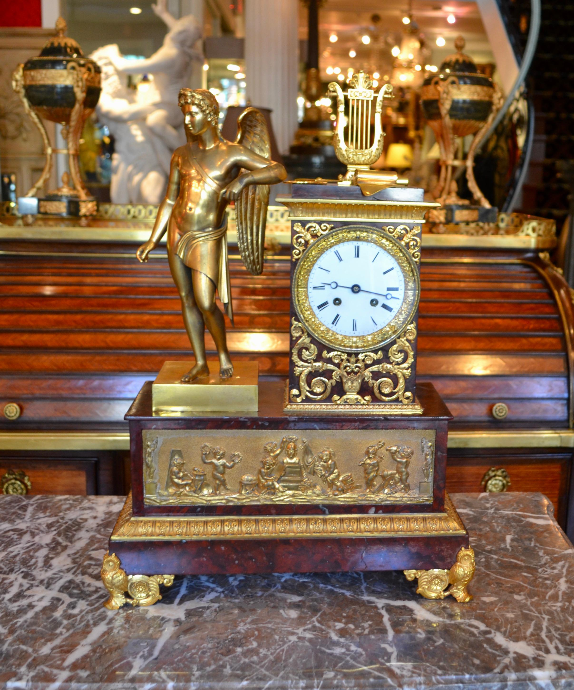 Französische Empire-Uhr mit der Darstellung von Apollo, dem Gott der Musik und der Künste  im Angebot 6