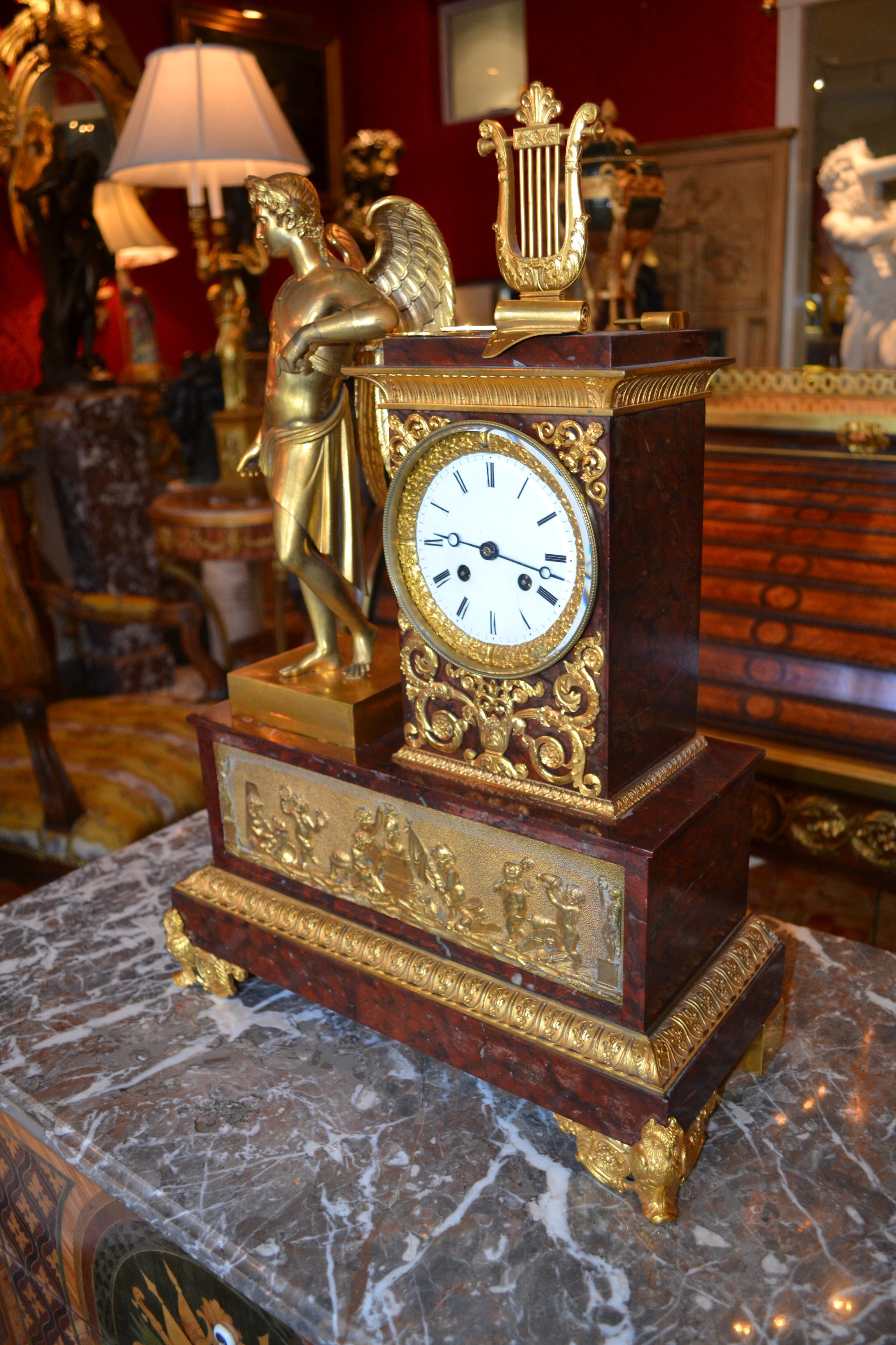 French Empire Clock Depicting Apollo God of Music and the Arts For Sale 8