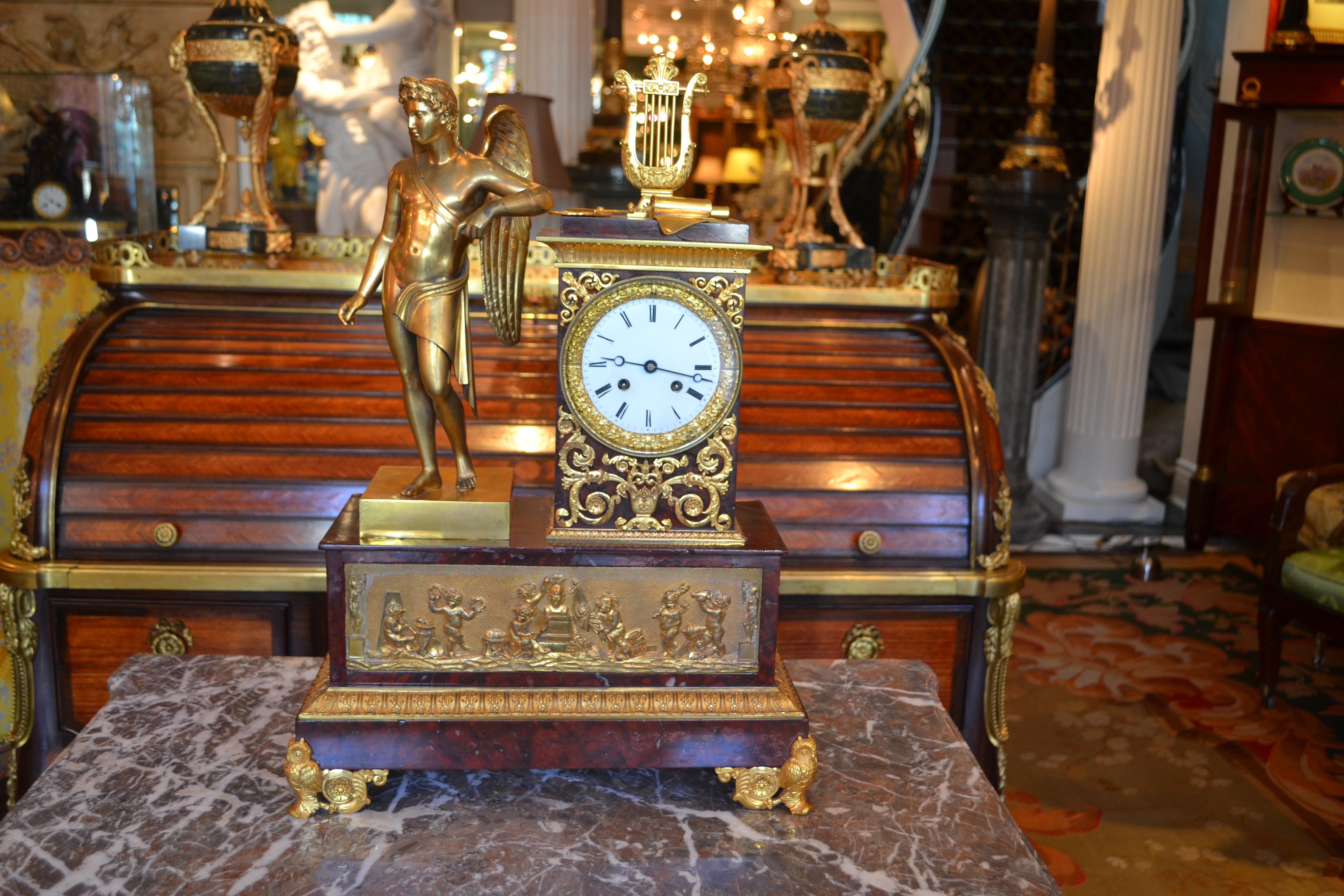 Französische Empire-Uhr mit der Darstellung von Apollo, dem Gott der Musik und der Künste  im Angebot 10