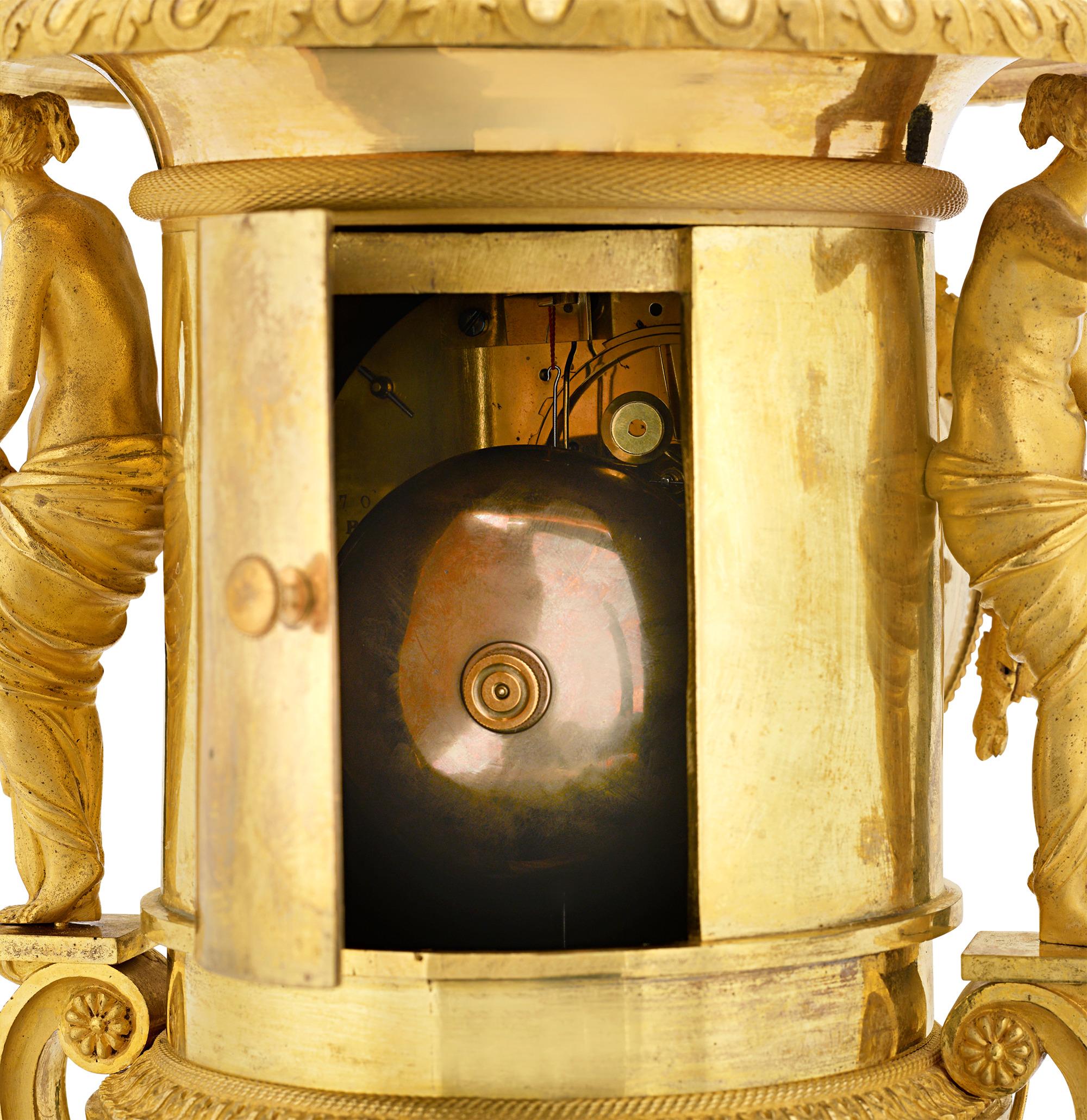 19th Century French Empire Clock Garniture By Thomire & Cie