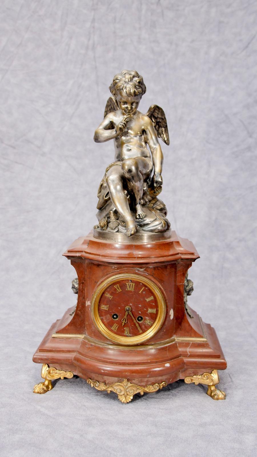 Other French Empire Clock Set Garniture Cherub Gilt Candelabras