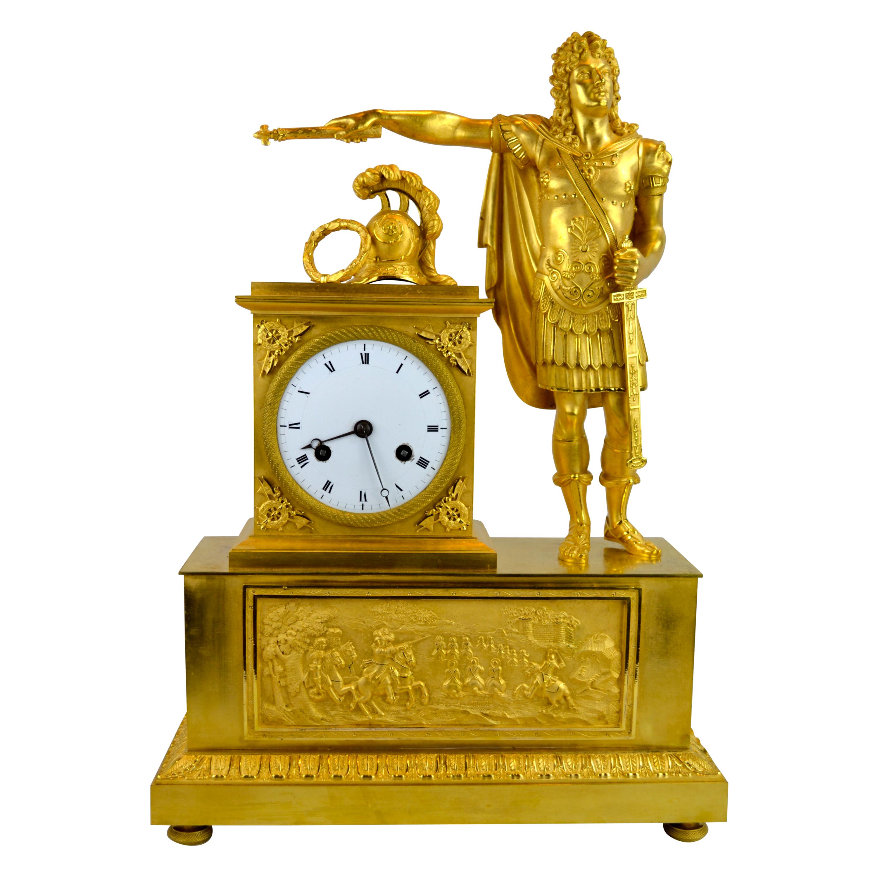Horloge Empire française représentant Louis XVI habillé comme Caesar en vente
