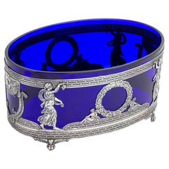 Tafelaufsatz aus Kobaltglas und Silber, Französisches Empire