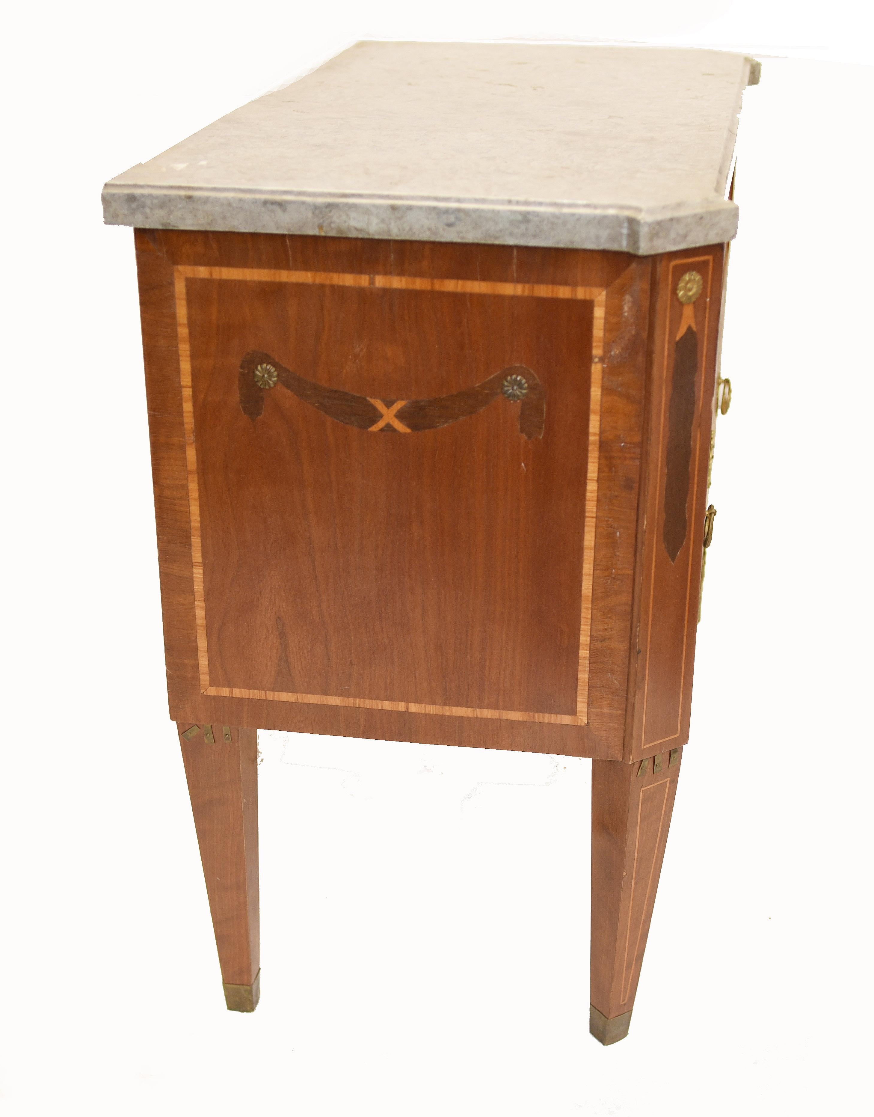 French Empire Commode Chest of Drawers, Antique with Marquetry Inlay 5