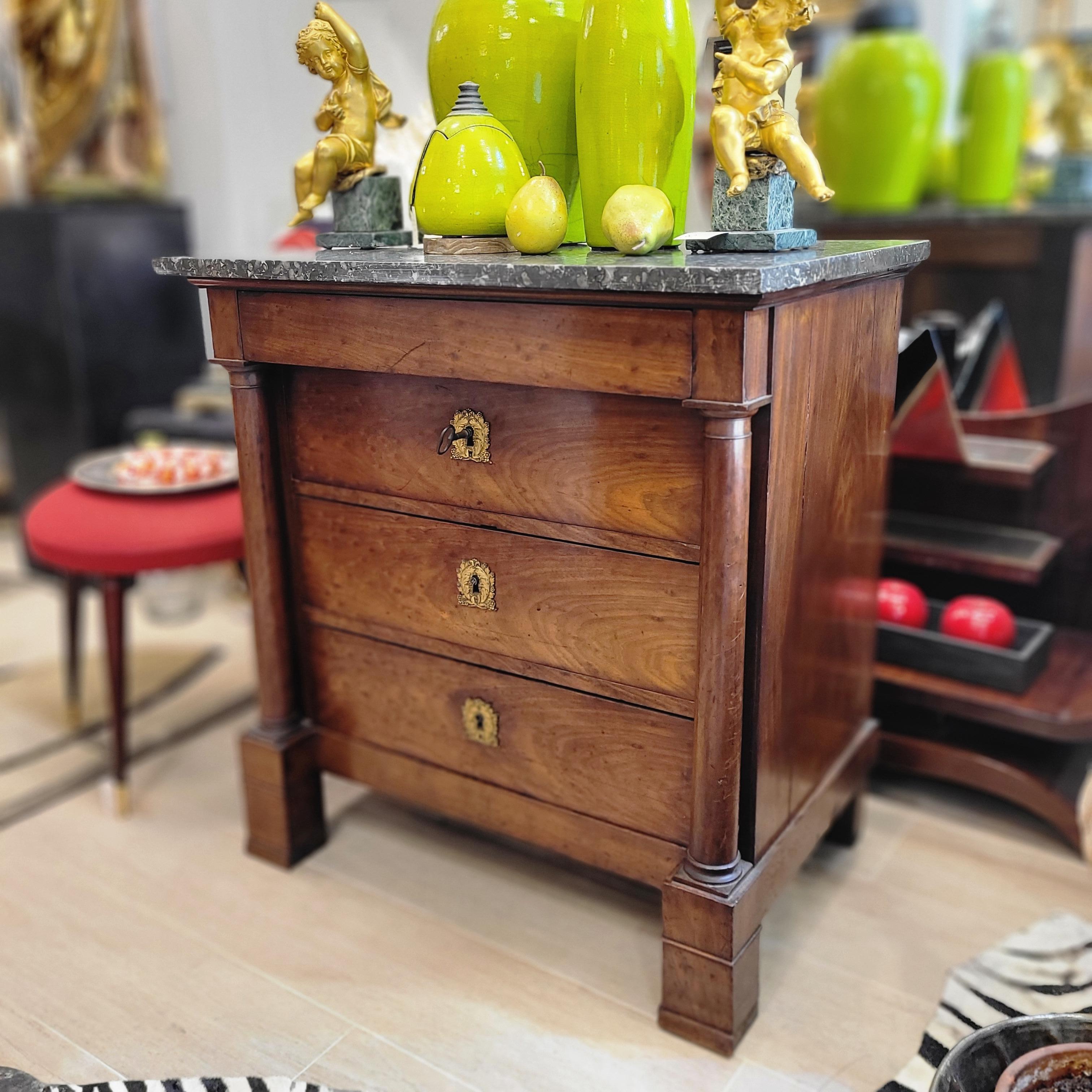 French Empire Commode Chest of drawers wood and ormolu For Sale 13