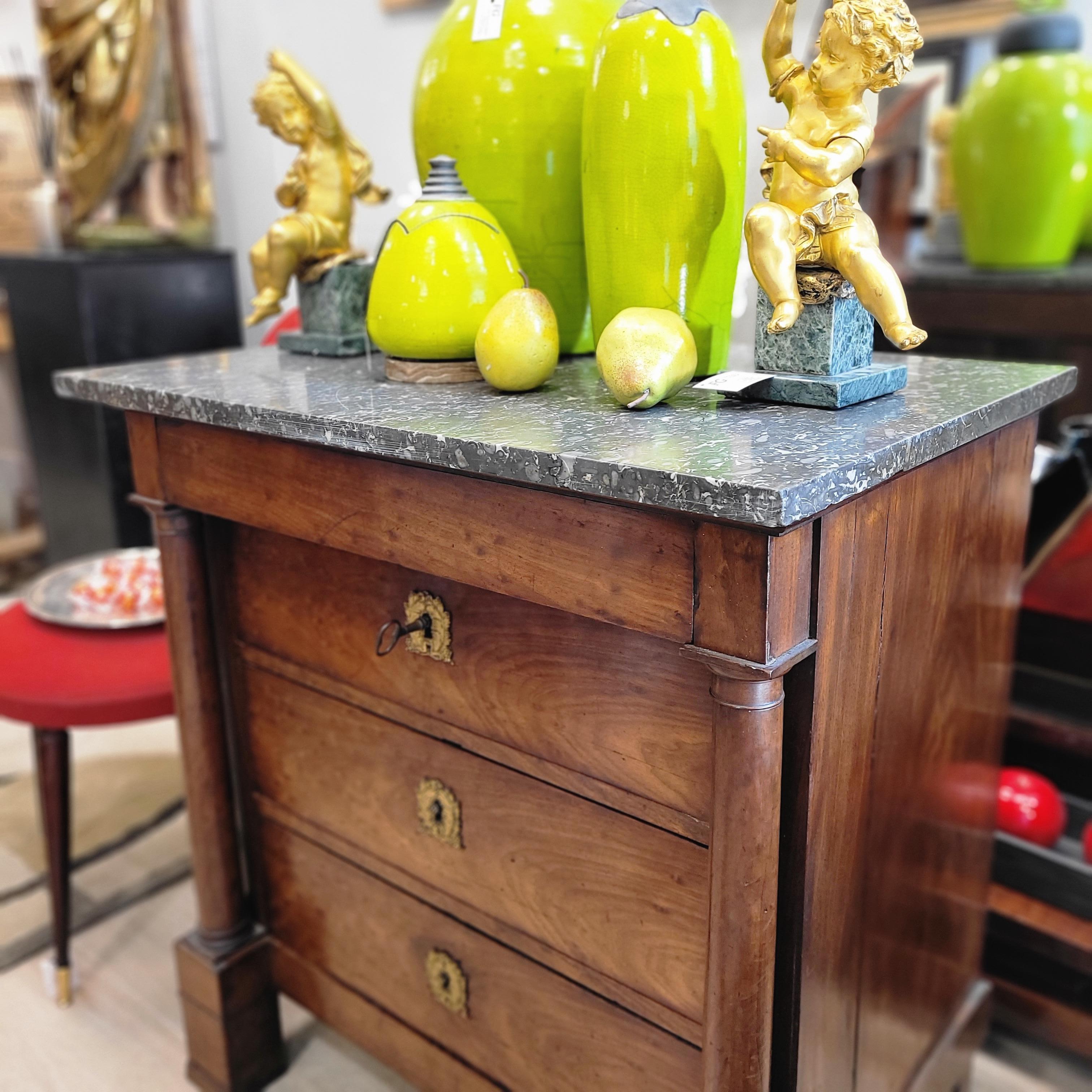 French Empire Commode Chest of drawers wood and ormolu For Sale 3