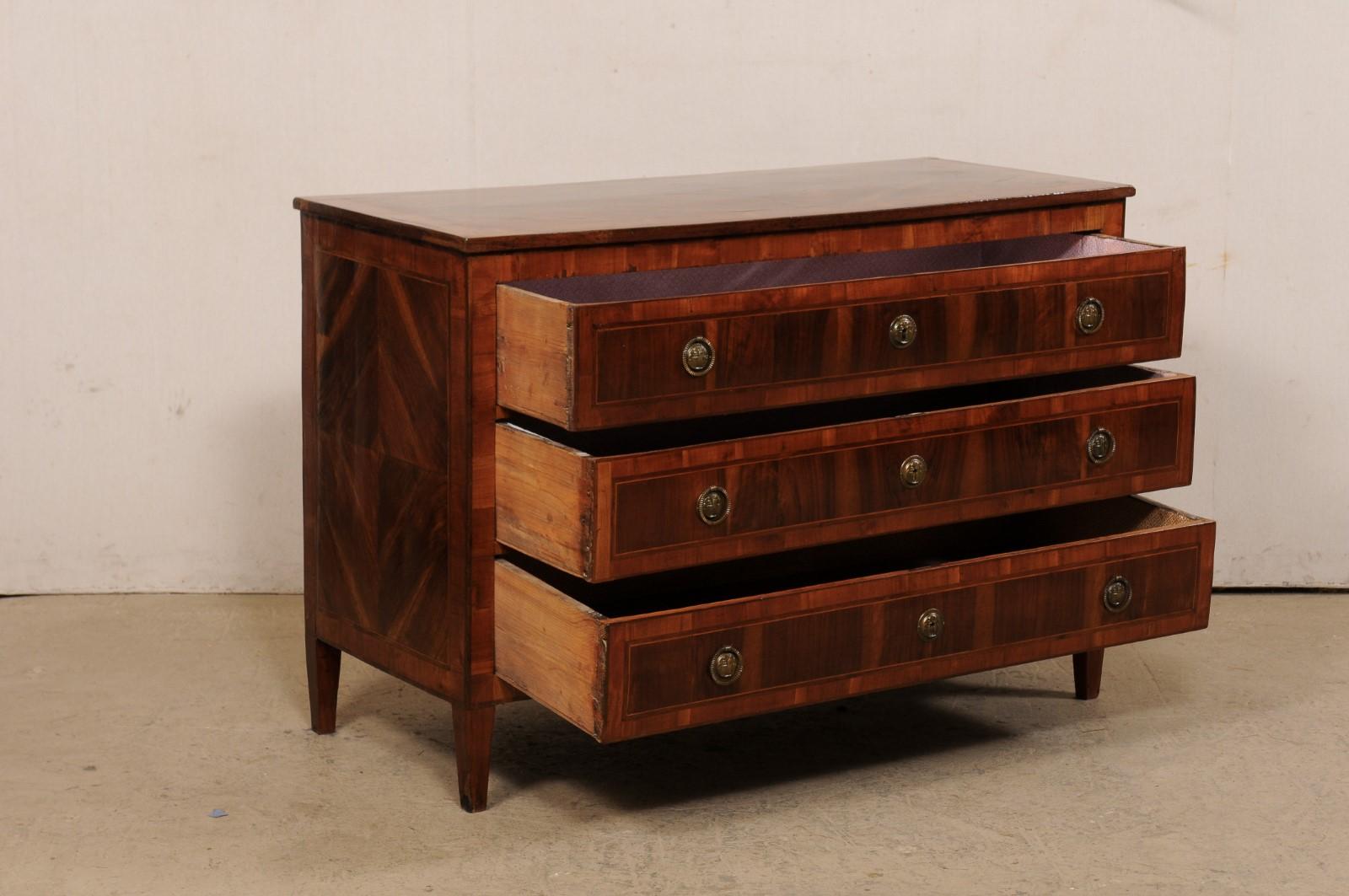 Wood French Empire Commode with Beautiful Inlay & Bookmatched Veneer, Early 19th C. For Sale