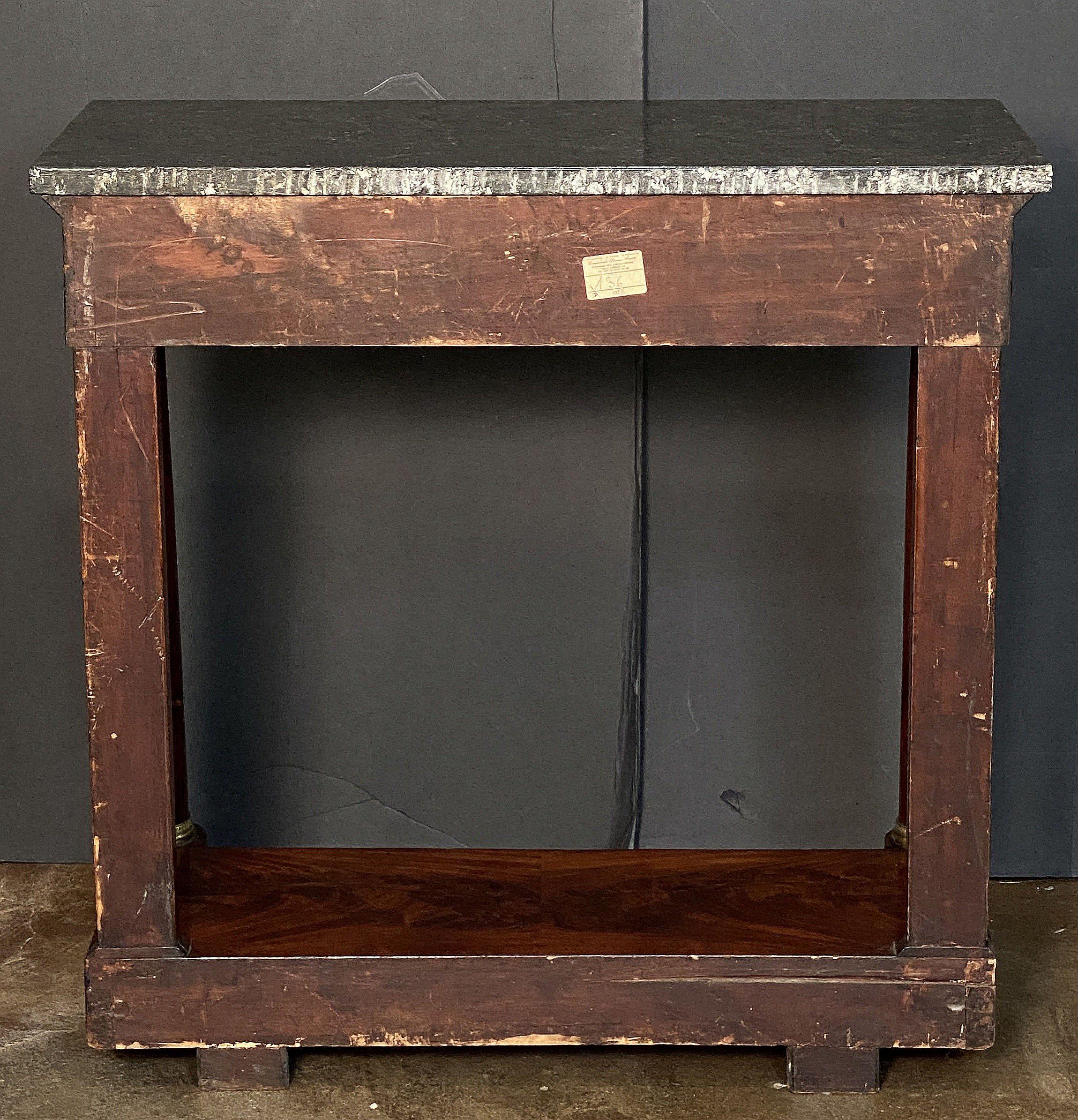 French Empire Console Table of Flame Mahogany with Marble Top For Sale 8