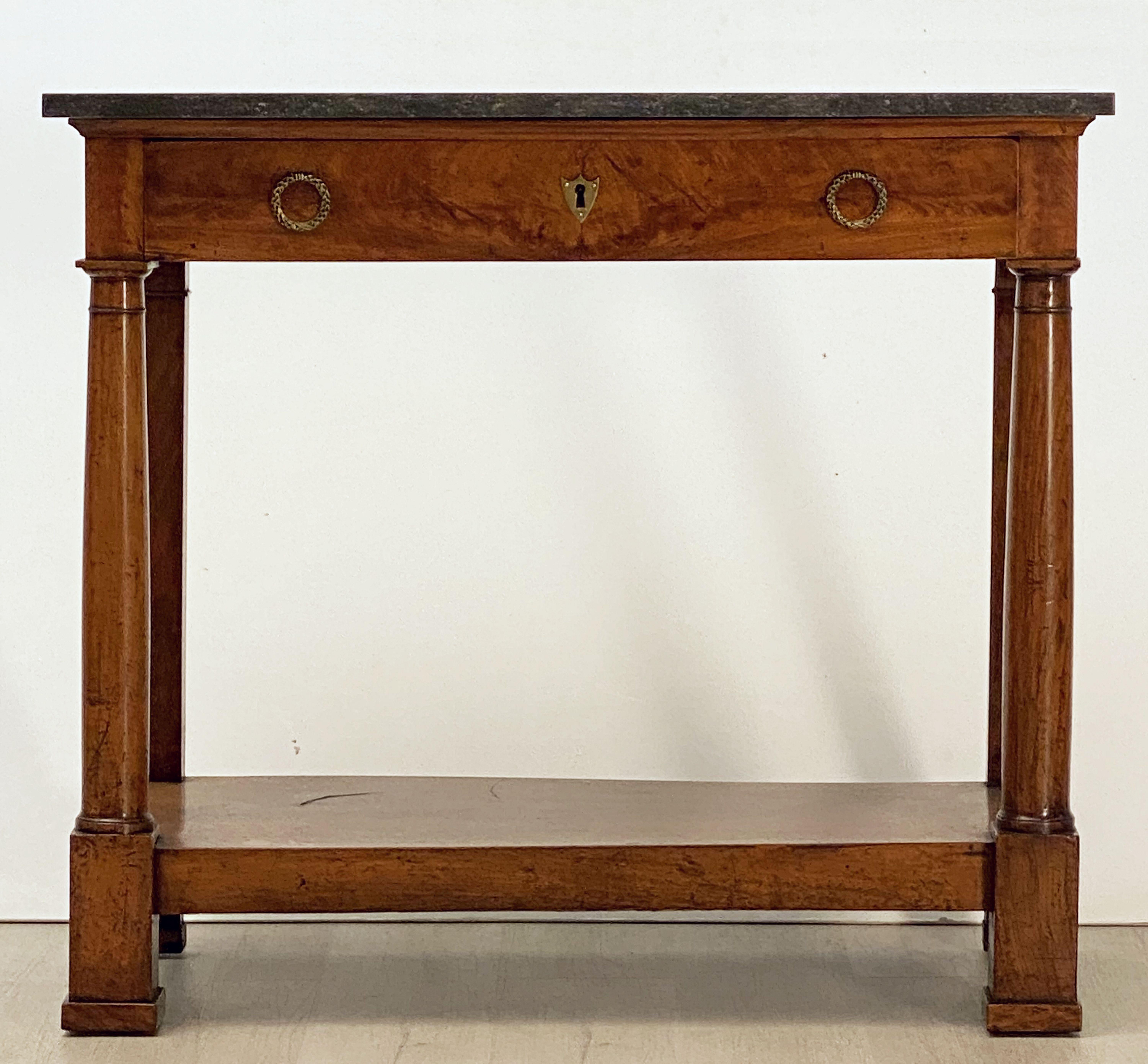 French Empire Console Table of Mahogany with Marble Top In Good Condition In Austin, TX