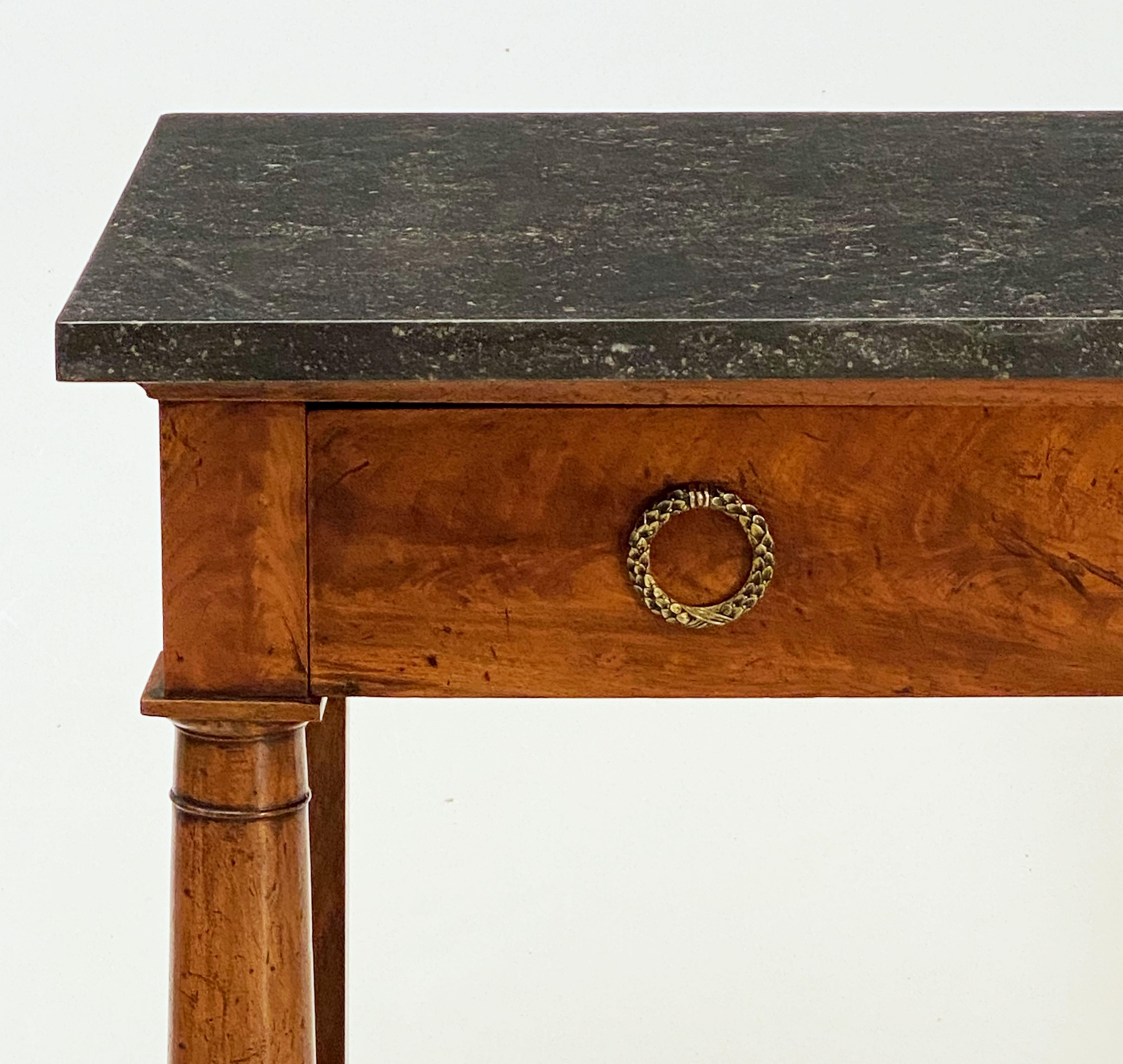 19th Century French Empire Console Table of Mahogany with Marble Top