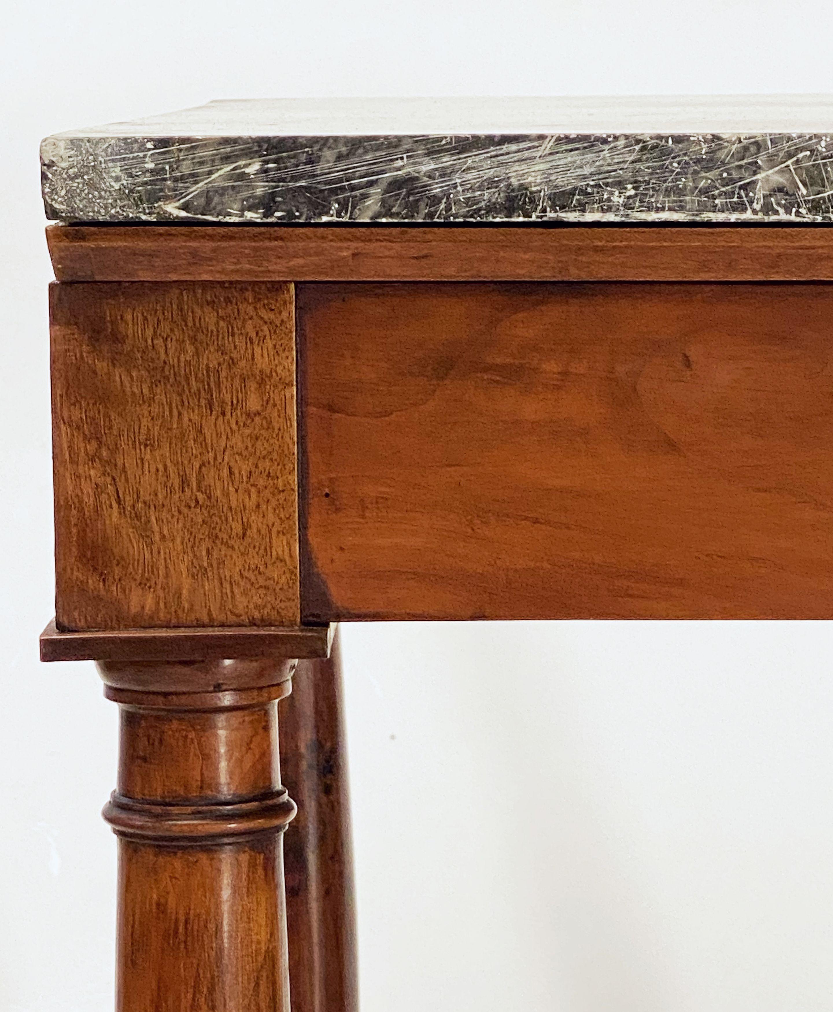 Metal French Empire Console Table of Mahogany with Marble Top