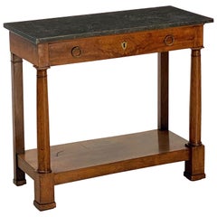 French Empire Console Table of Mahogany with Marble Top