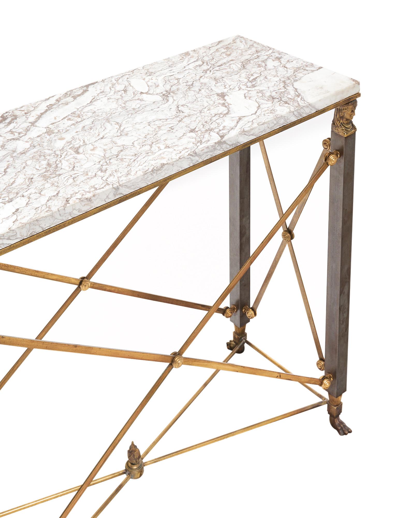 Mid-20th Century French Empire Console Table with Marble