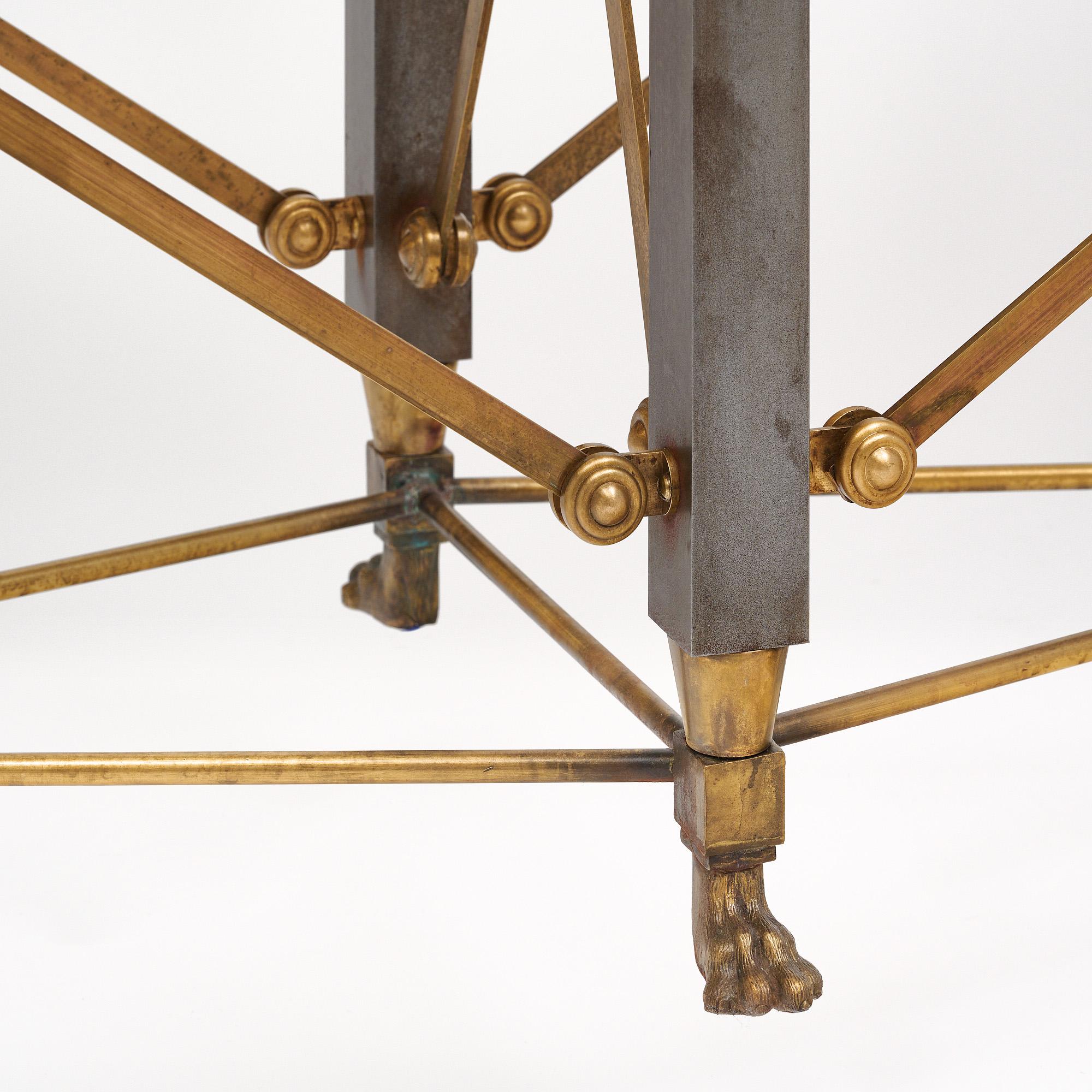 Metal French Empire Console Table with Marble