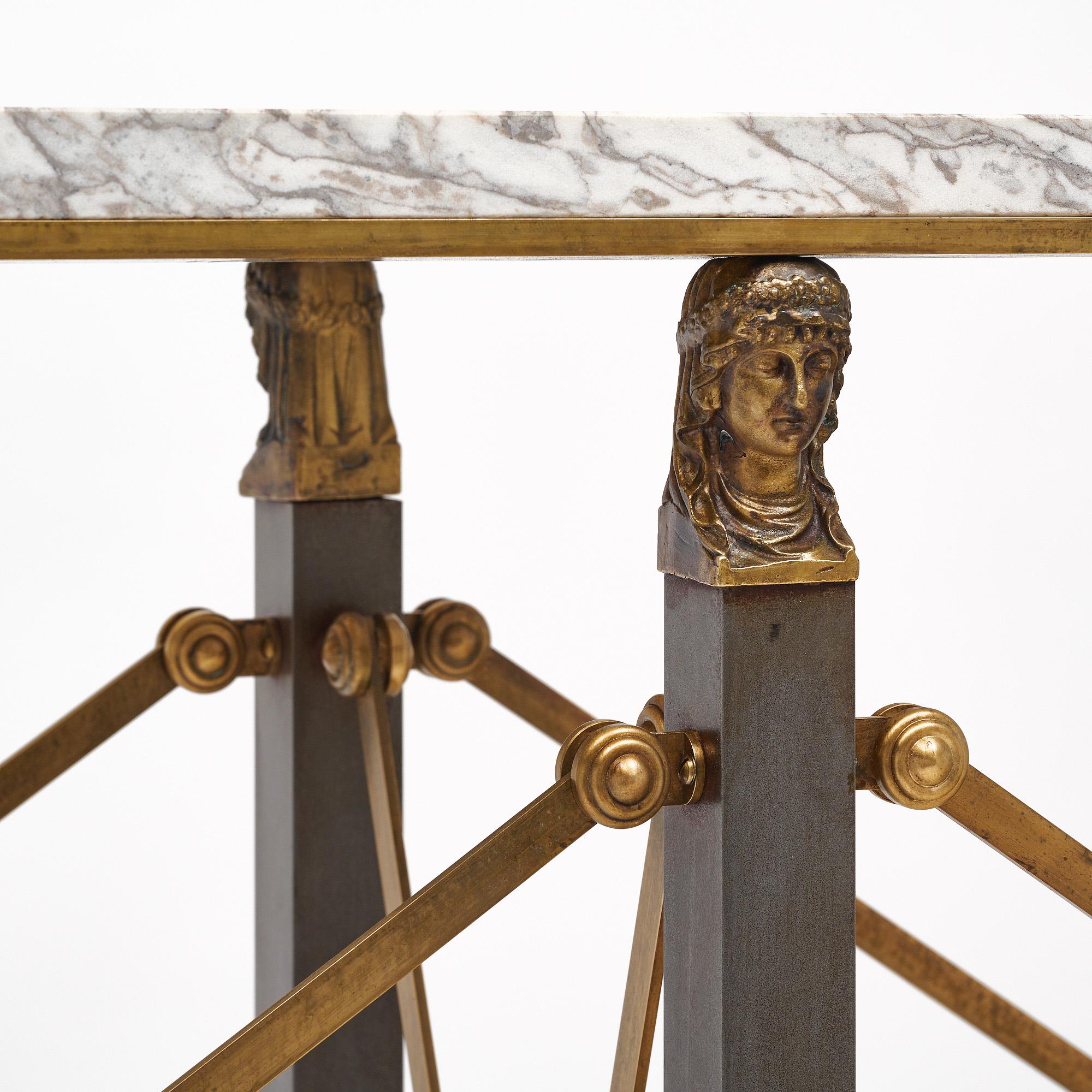 French Empire Console Table with Marble 1
