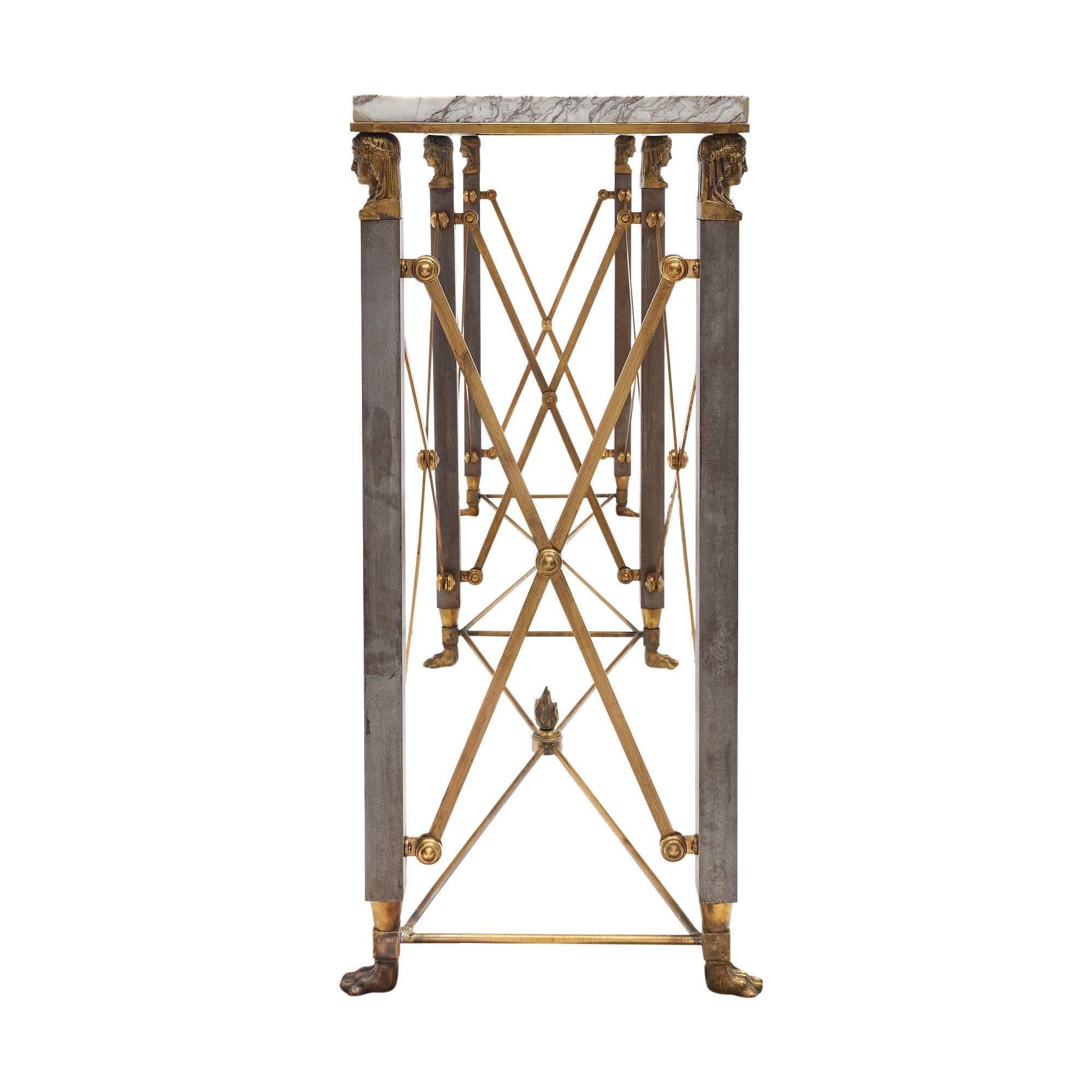 French Empire Console Table with Marble 4