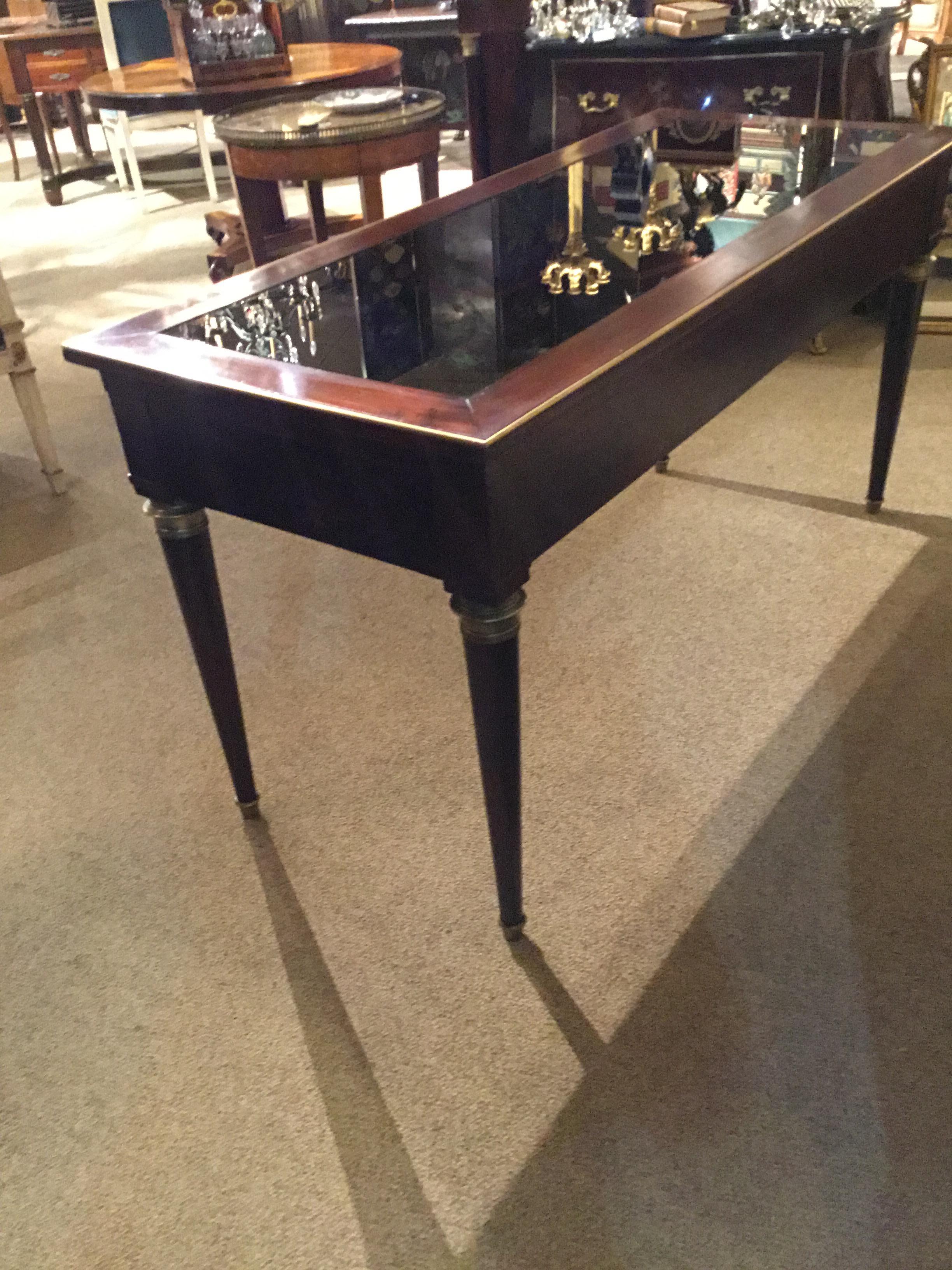 French Empire Console/Writing Table 19th c. with Bronze Mounts and Glass Top 2