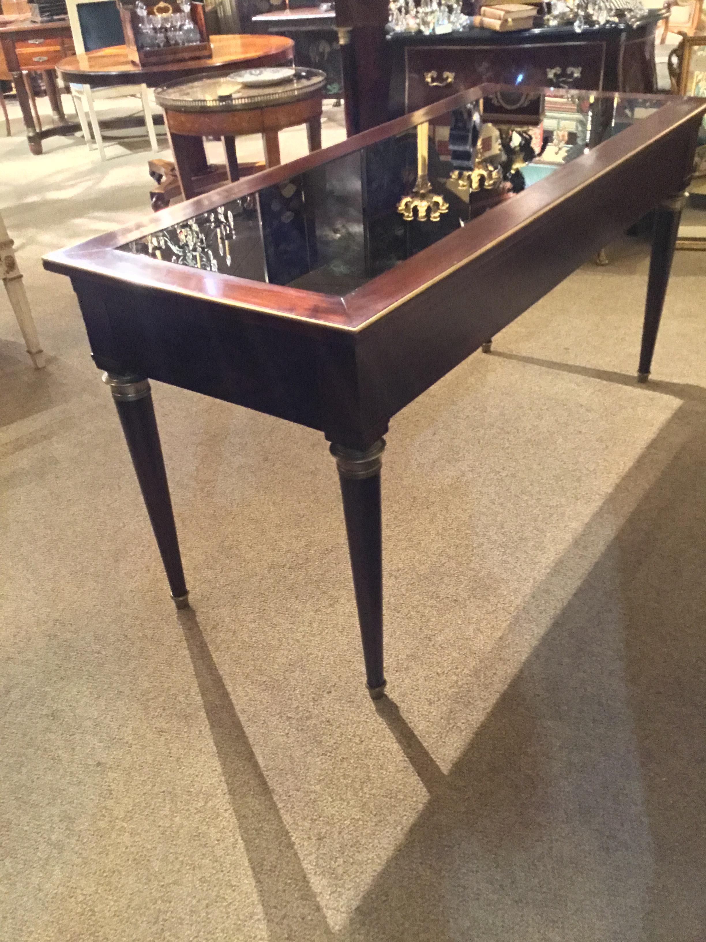 French Empire Console/Writing Table 19th c. with Bronze Mounts and Glass Top 3