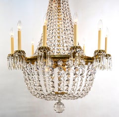 French Empire Crystal and Bronze Chandelier